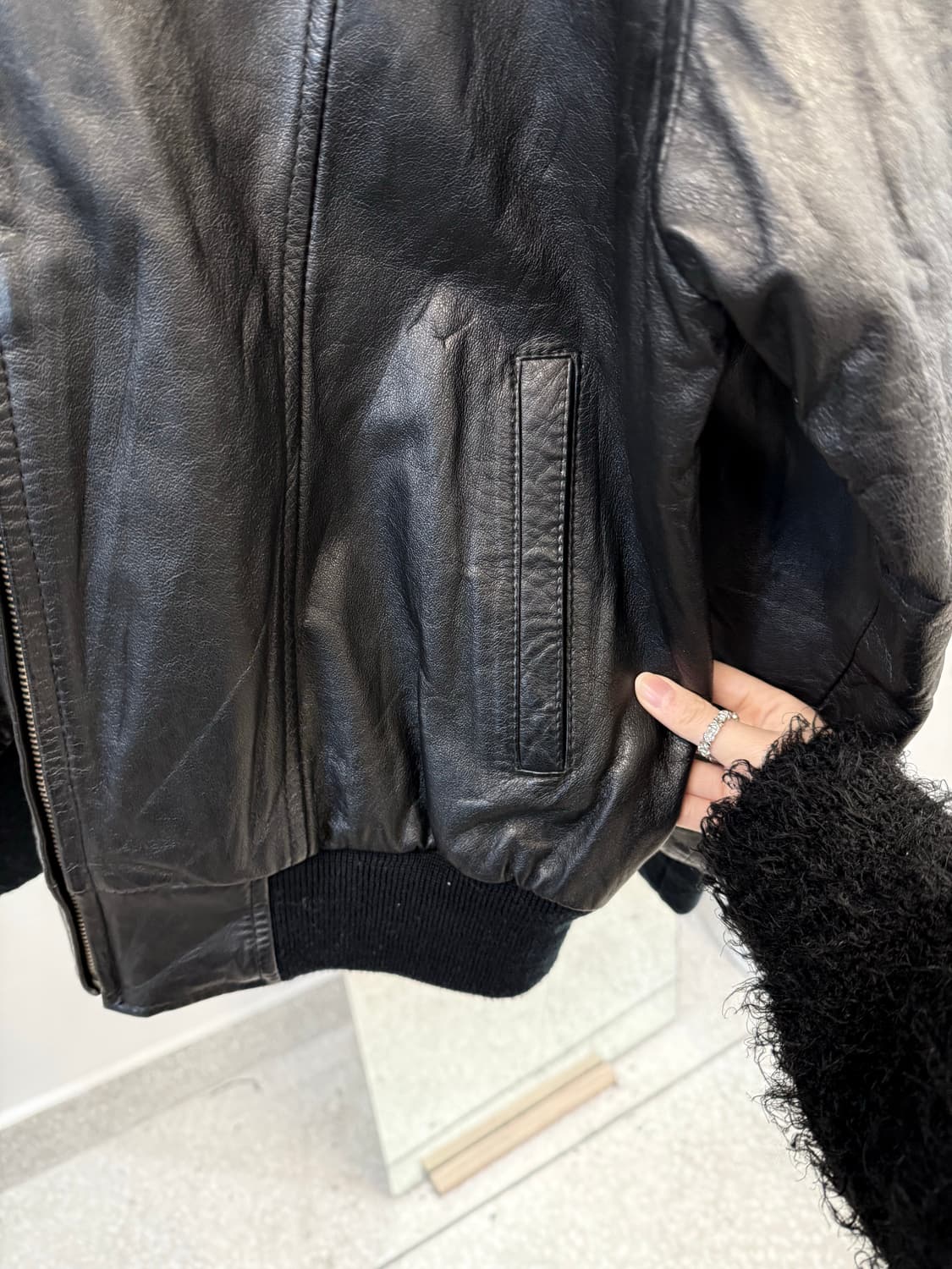 Vintage leather zip-up jacket  상품이미지5