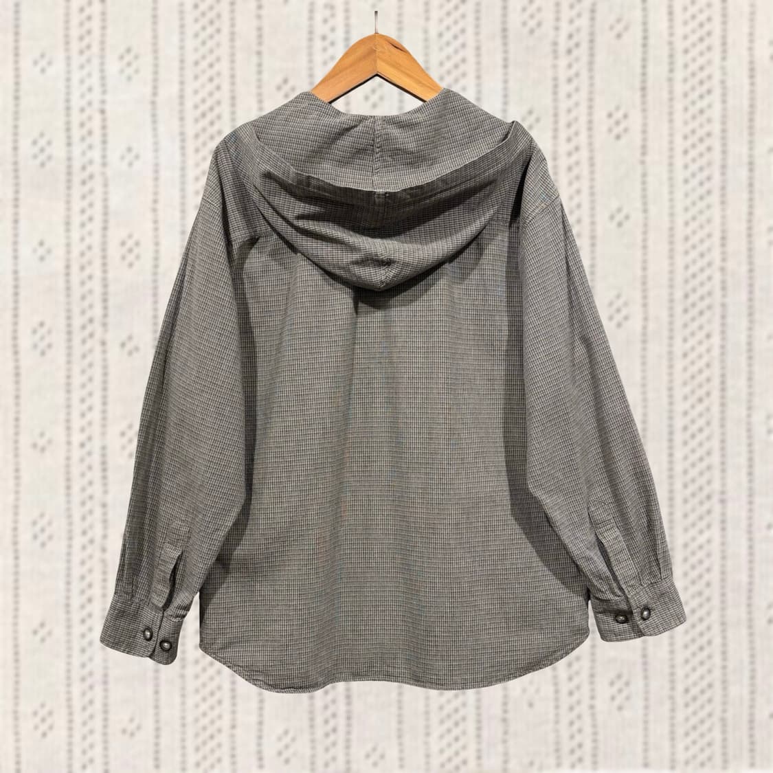 Converse 컨버스 그레이 잔체크 코튼 후드 집업 셔츠 아메카지 상품이미지3