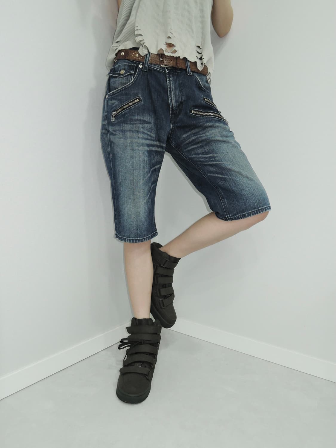 Lee Multi-Zip Denim Half Pants 상품이미지1
