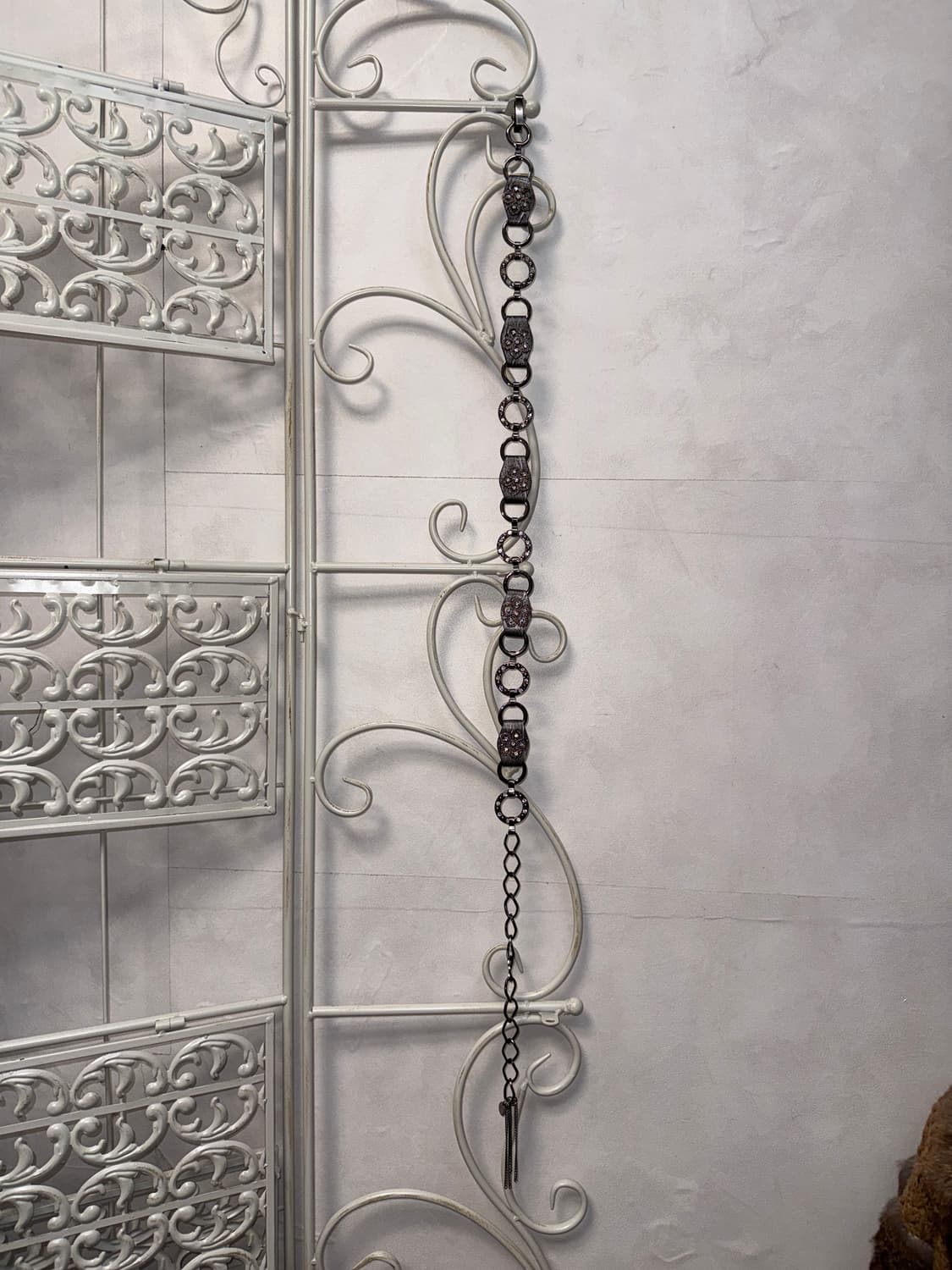 Black oriental flower cubic chain belt  상품이미지4