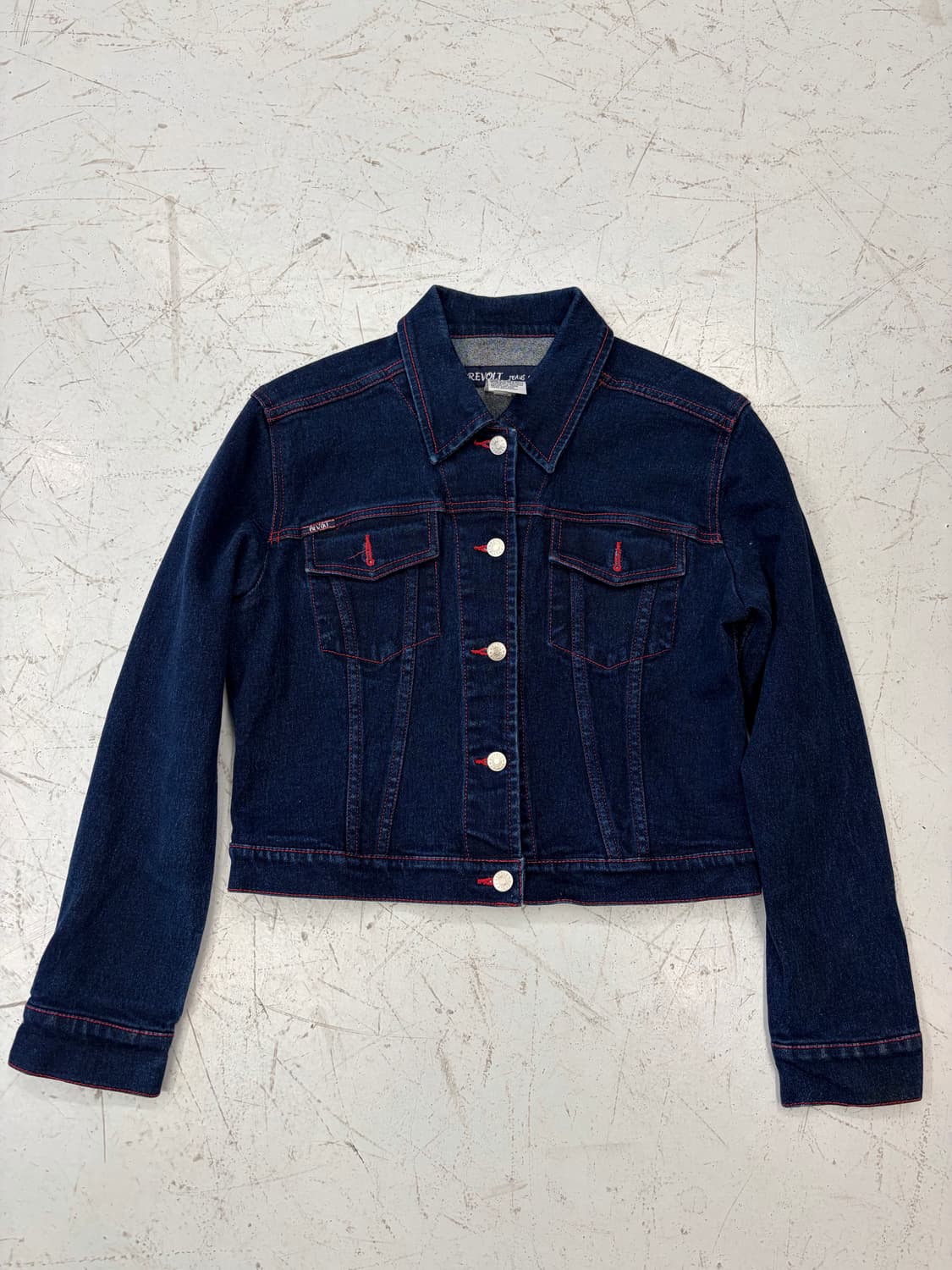 Revolt 데님 크롭 자켓 레드 스티치 포인 쇼 상품이미지3