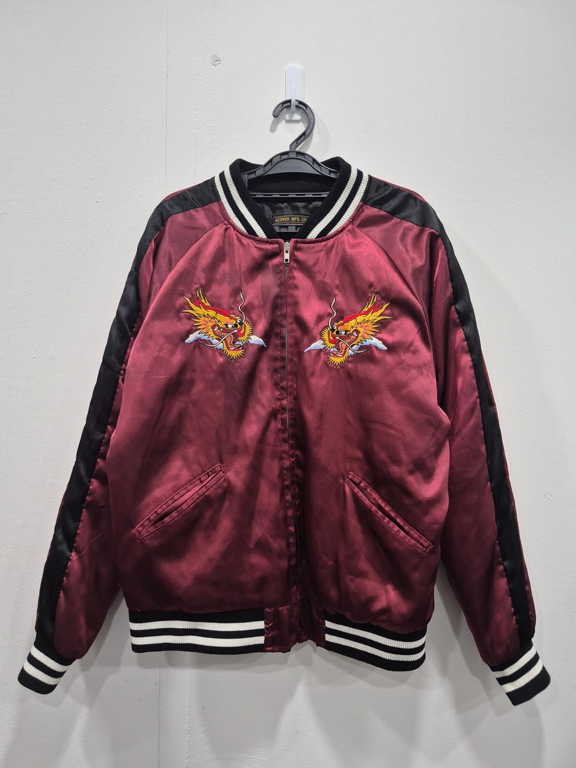 어커버 스카쟌 자수 점퍼 버건디 자켓남성 95사이즈 상품이미지1