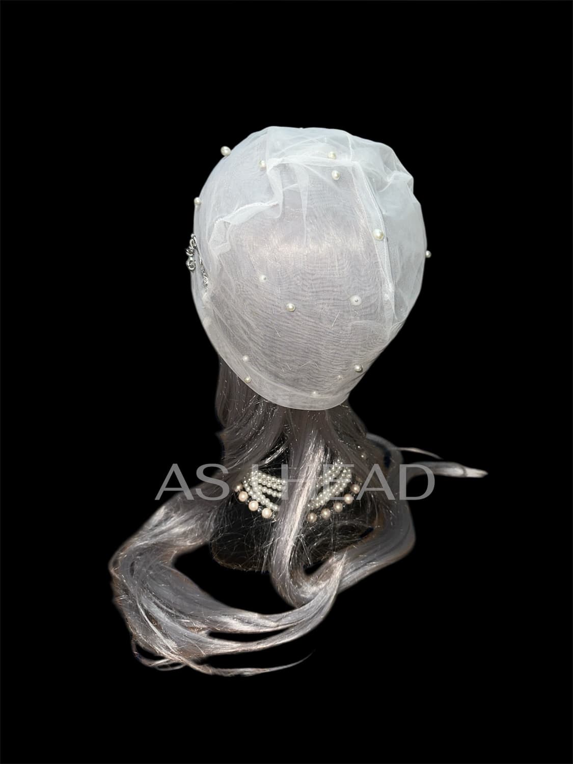 시스루 매쉬 진주 레이스 핸드메이드 롱 비니 상품이미지5