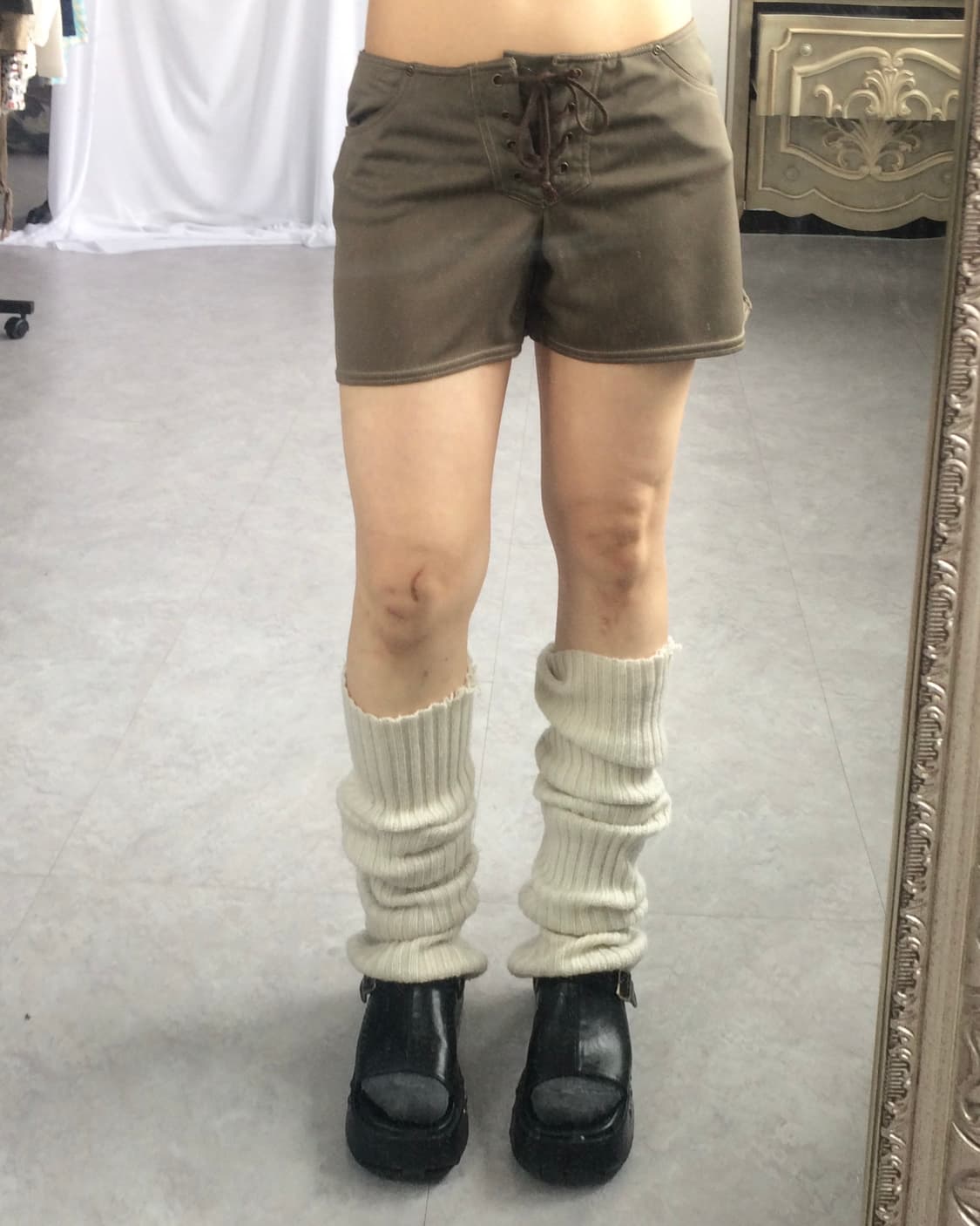 Lace up point short 상품이미지5