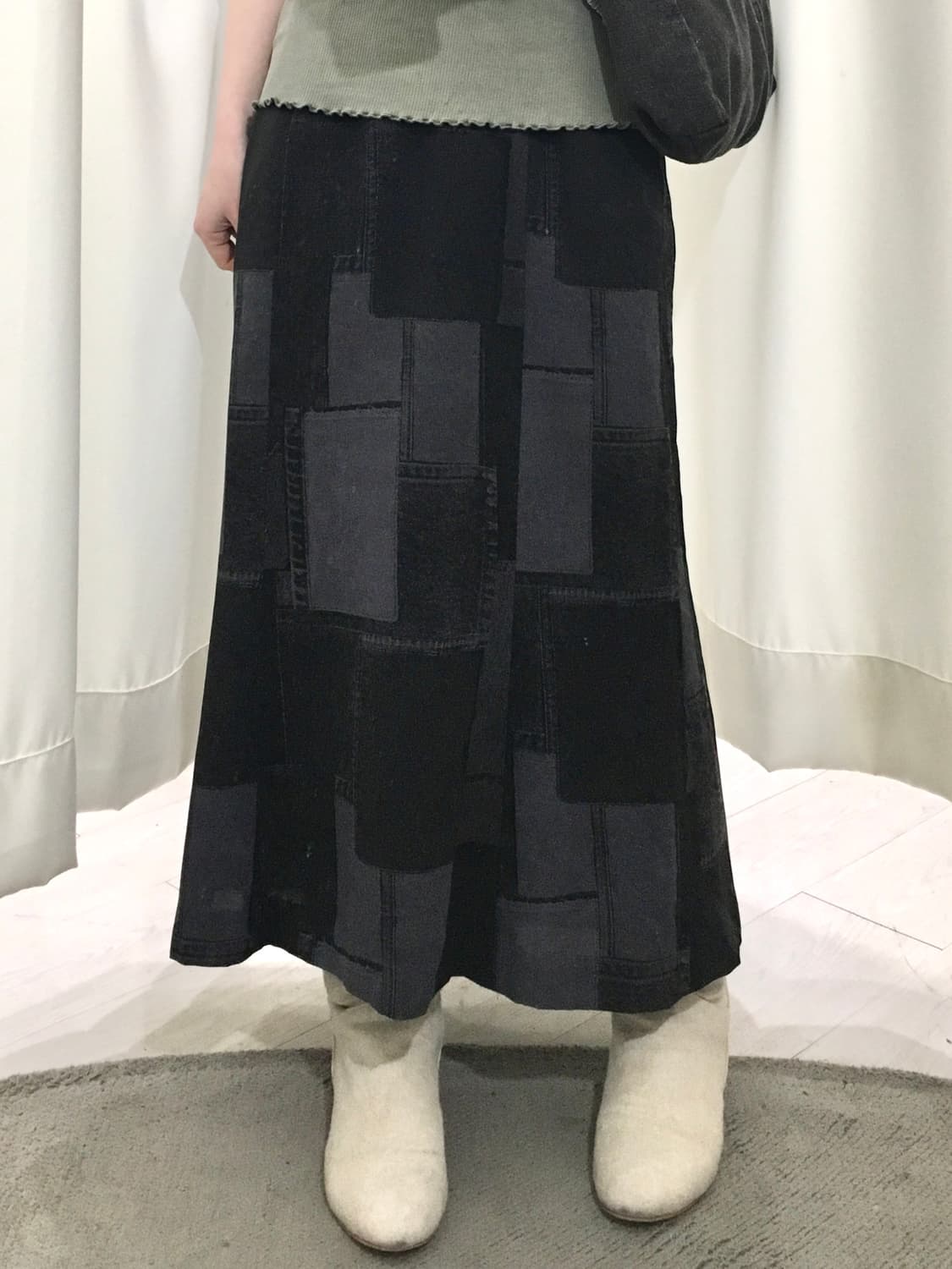 denim patch pattern skirt 상품이미지1