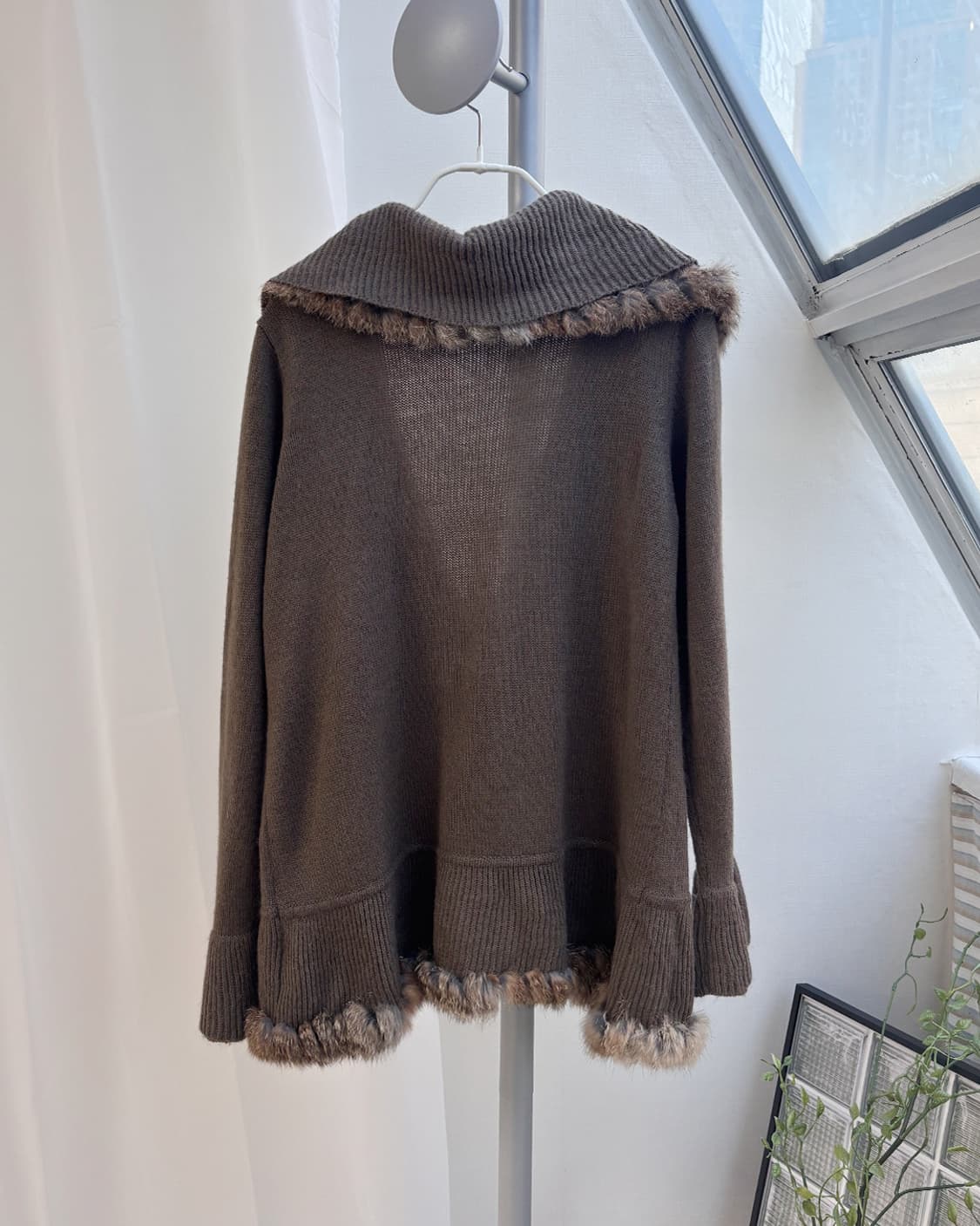 amai 래빗 퍼 트리밍 모리걸 가디건 상품이미지4