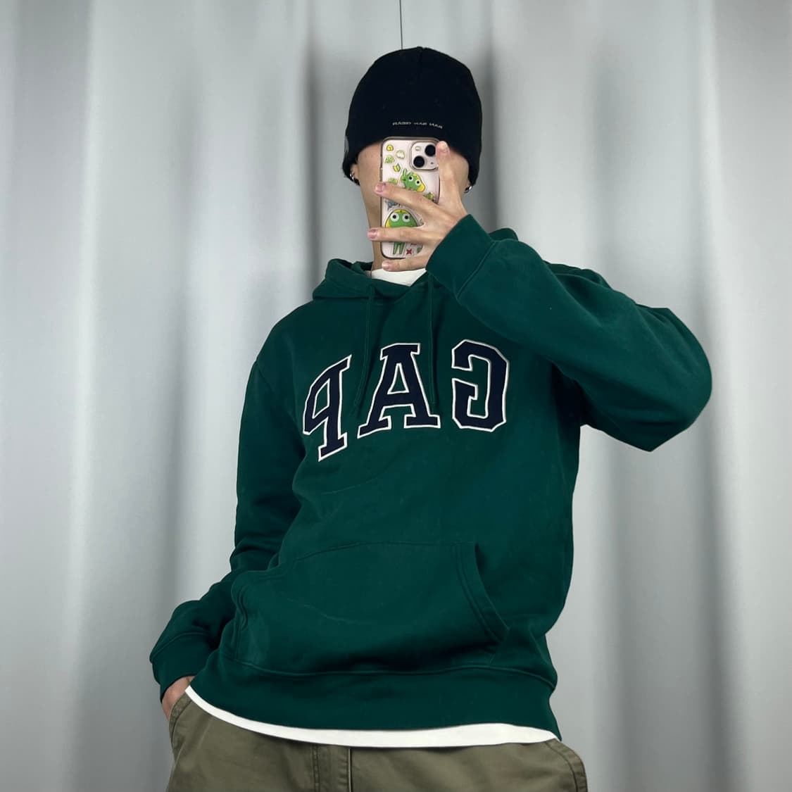 <갭 빅 로고 그린 후드티> No.1440 상품이미지2