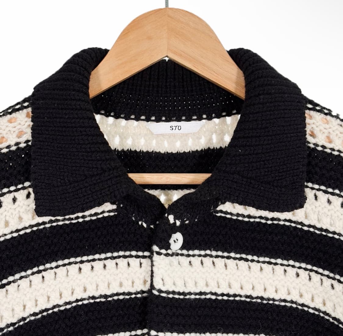 [L] STU 에스티유 남성 울 카라 스프라이트 가디건 블랙 상품이미지4