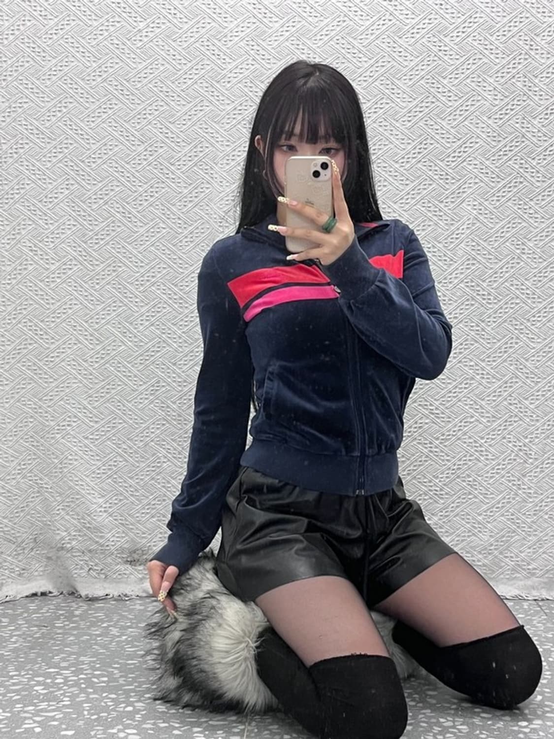 나이키 Y2K 레트로 00's 배색 벨벳 집업 자켓 XS C09700 상품이미지2