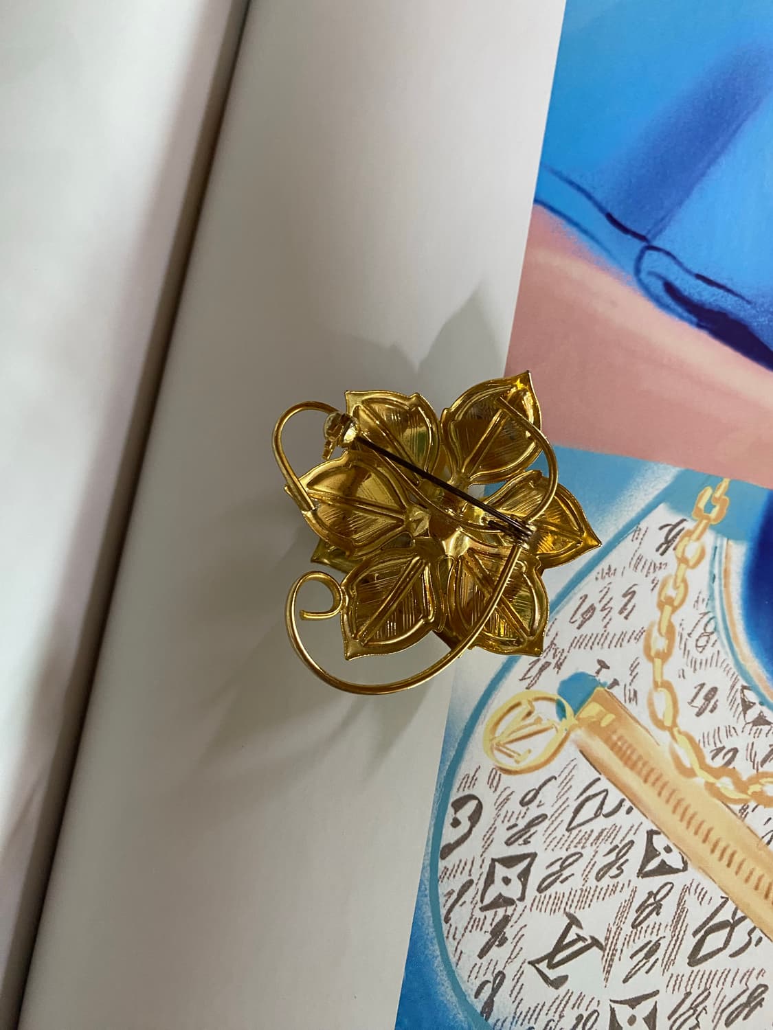 옐로우 비즈 & 골드 플라워 빈티지 브로치 상품이미지6