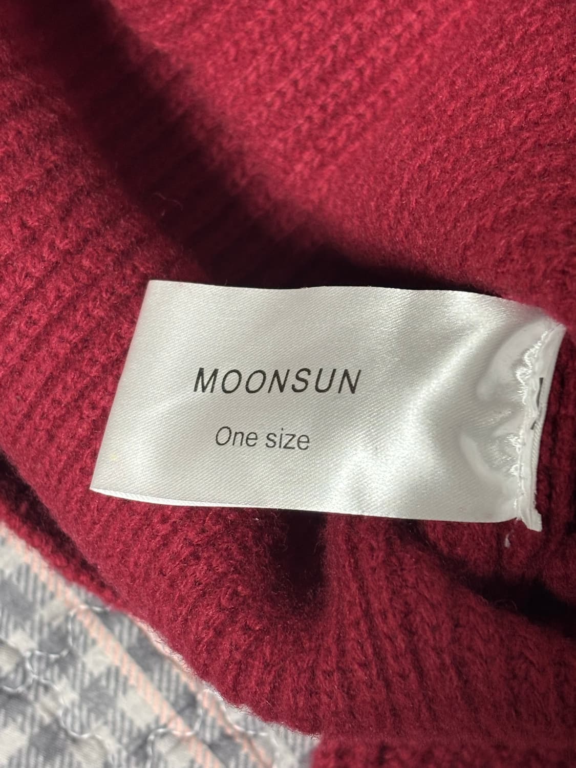 문선 에센셜 아가일 홀 오버사이즈 니트-와인 상품이미지5