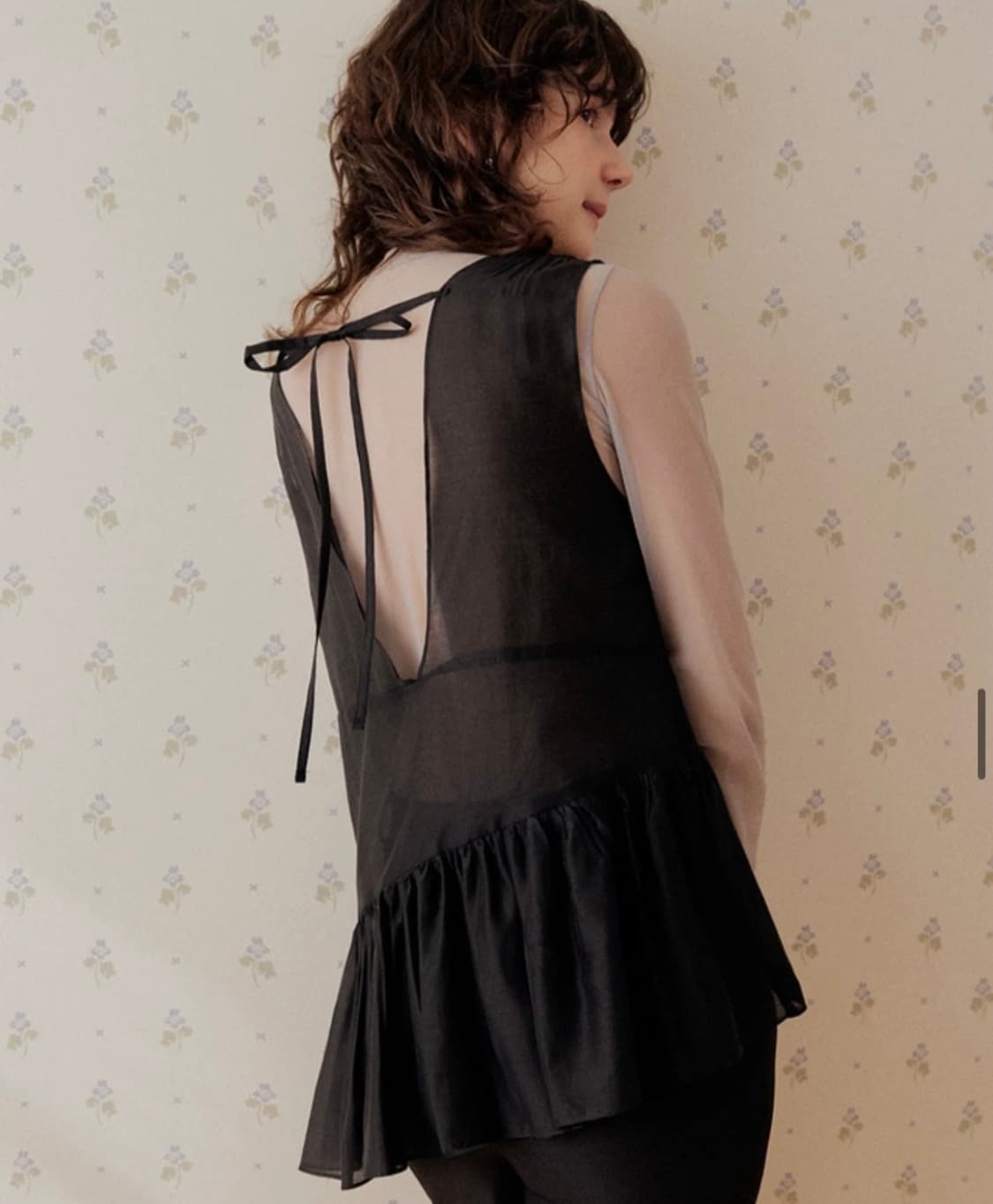 Adaul 셔링 라인 레이어드 쉬폰 뷔스티에 상품이미지3