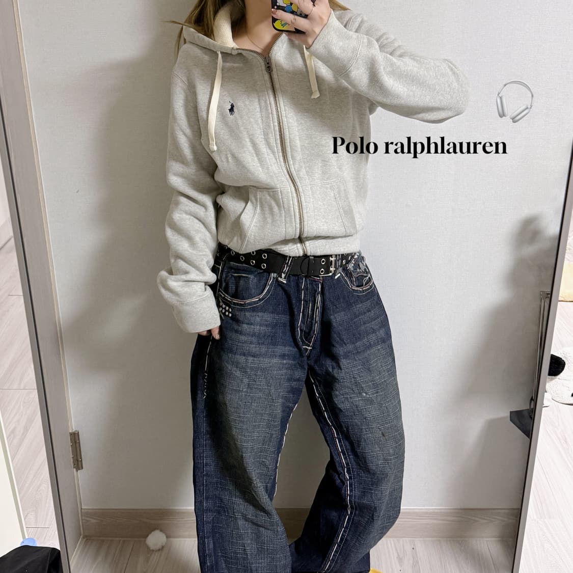 폴로 와플 멜란지 후드집업 상품이미지1