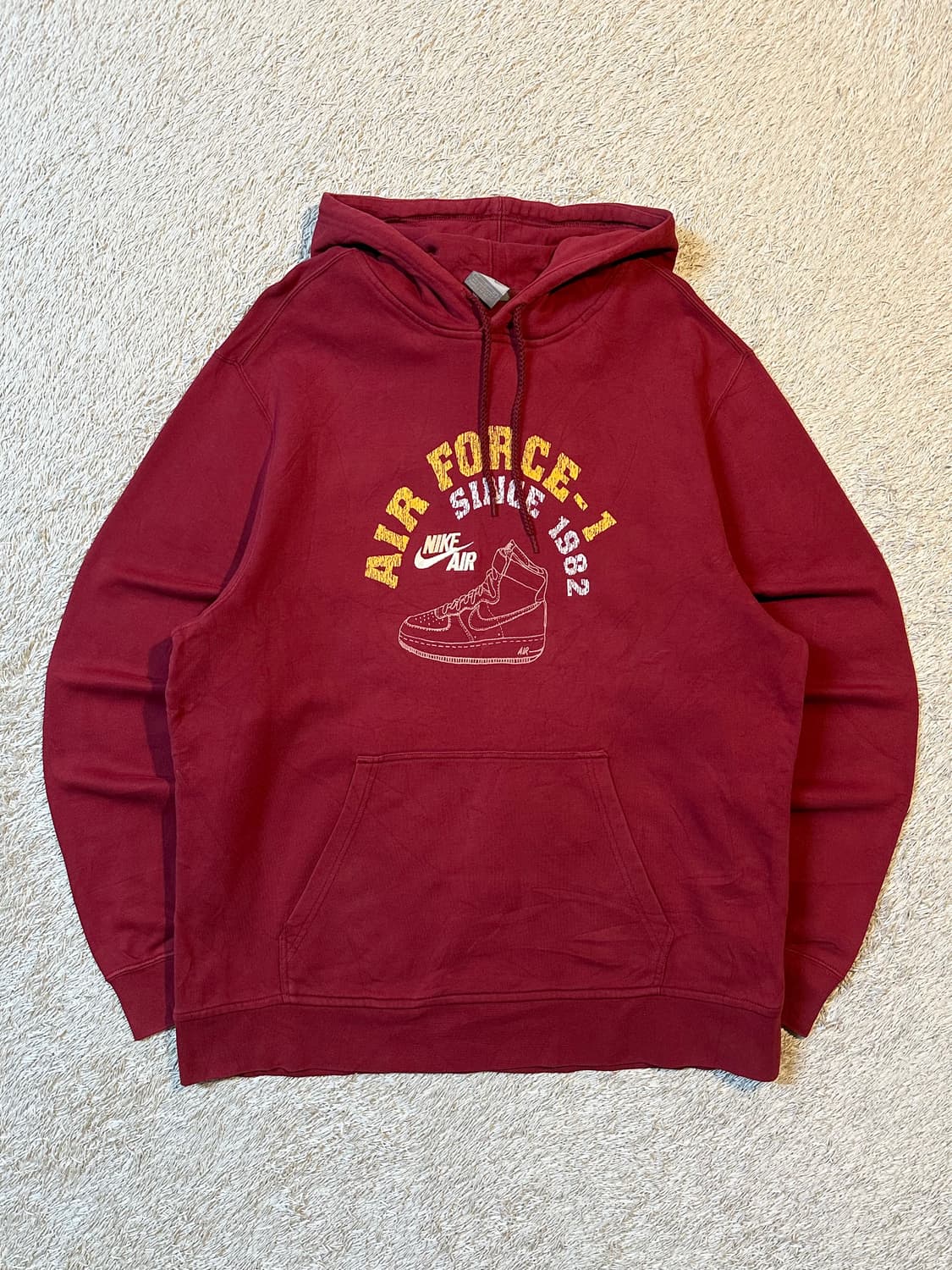 희귀) 00's 나이키 올드스쿨 에어포스원 후드티 버건디 상품이미지1