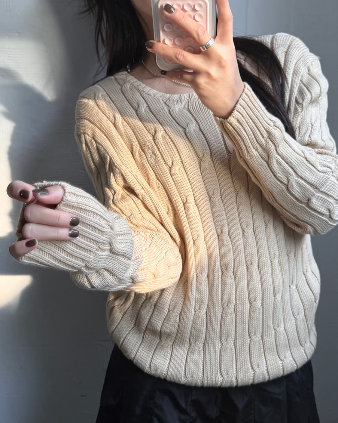 Polo 폴로 랄프로렌 신형 피마코튼 라이트베이지 케이블 니트 상품이미지2