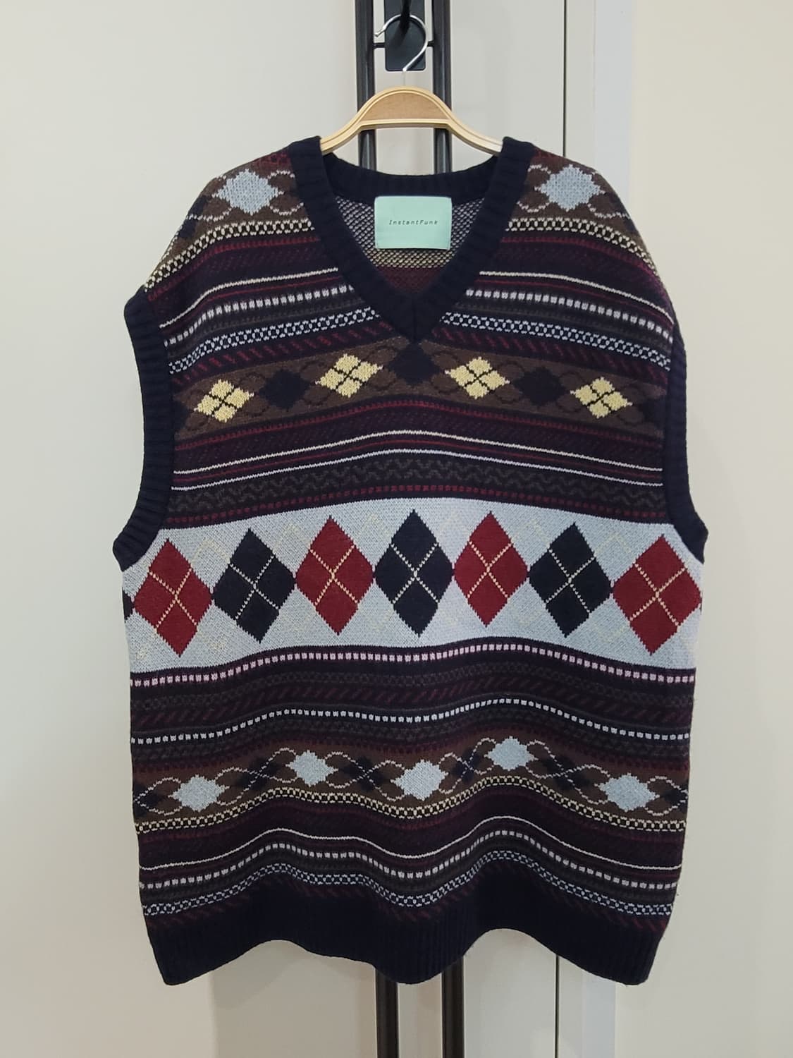 인스턴트펑크 자카드 울 니트 베스트 프리사이즈 빅사이즈 상품이미지2