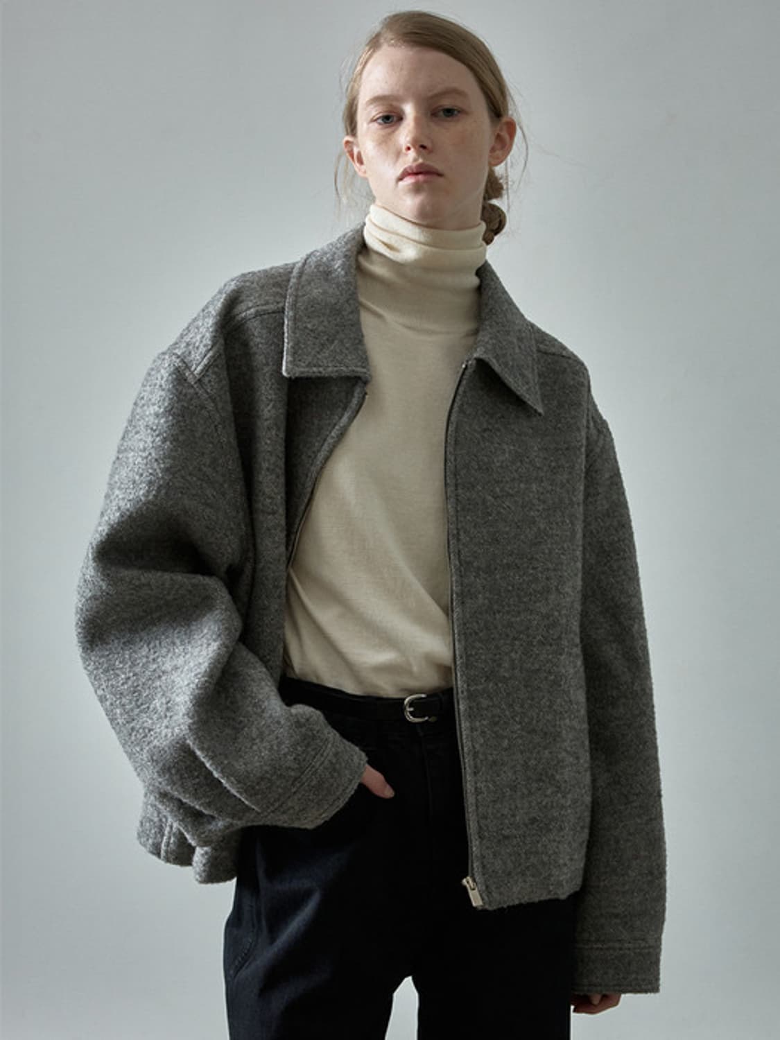 파사드패턴 미니멀 헤링본 블루종 (M) 상품이미지1