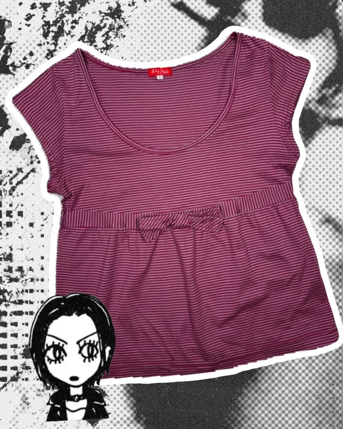 빈티지 스트라이프 리본 베이비돌 탑 나나깔 상품이미지3