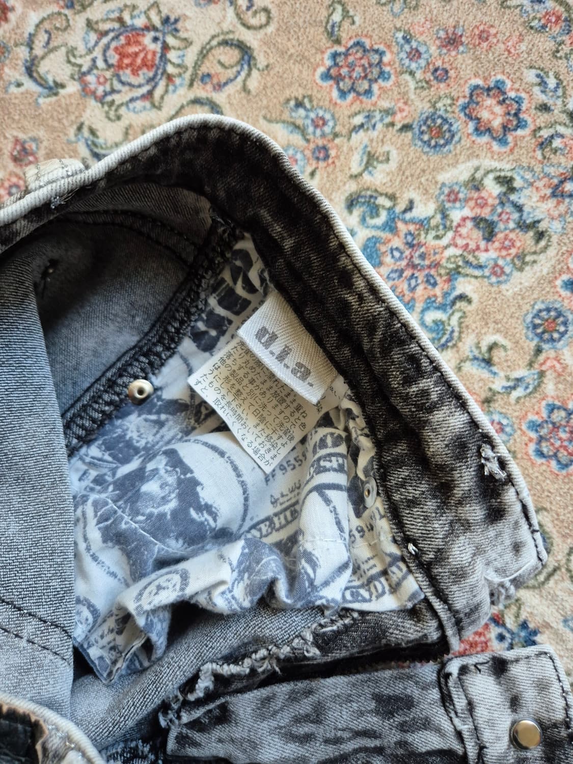 다이아 갸루,y2k 펄 코팅 스키니 진. 상품이미지6