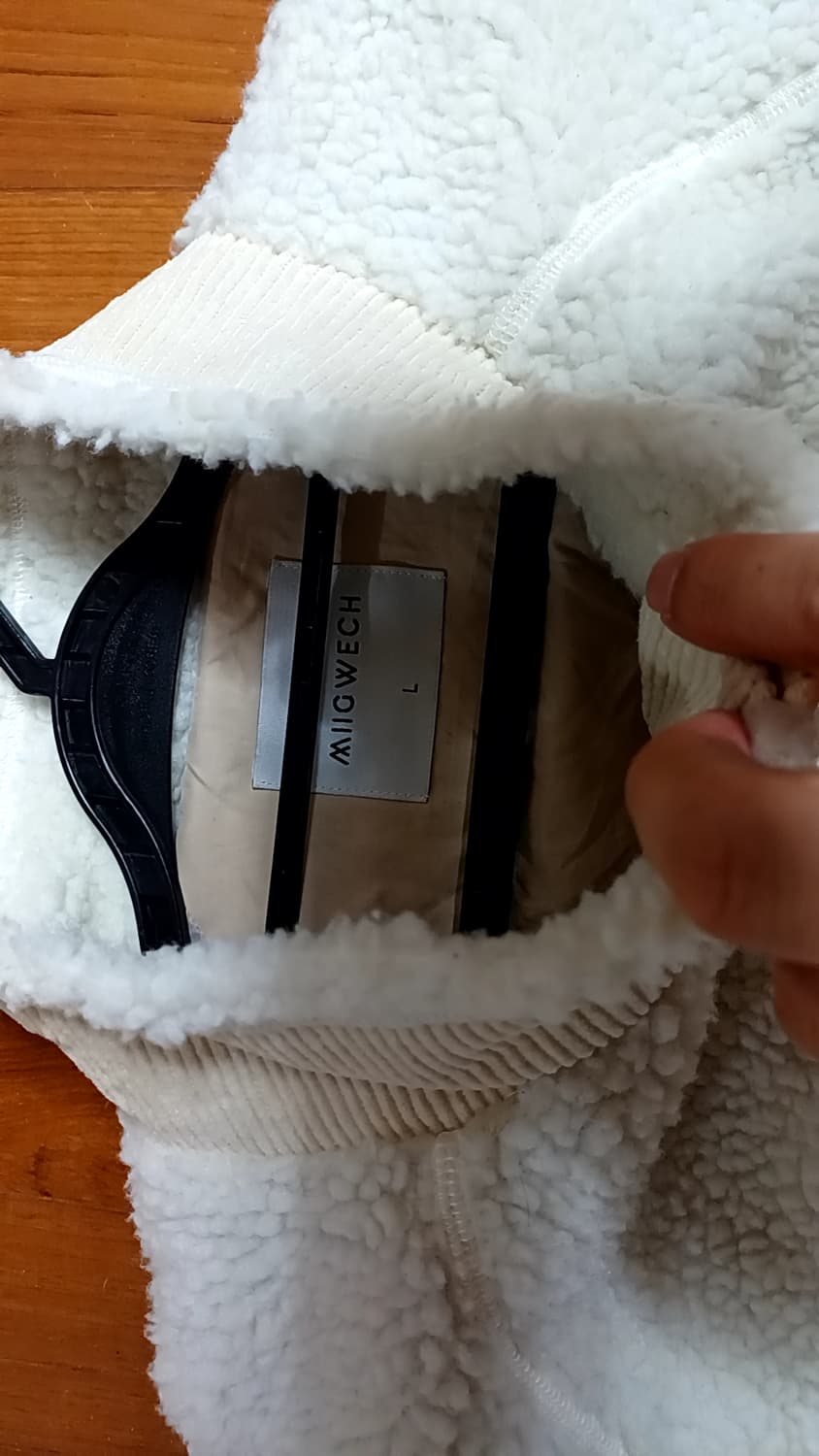뽀글이 화이트 집업 아우터, 남녀공용 상품이미지2