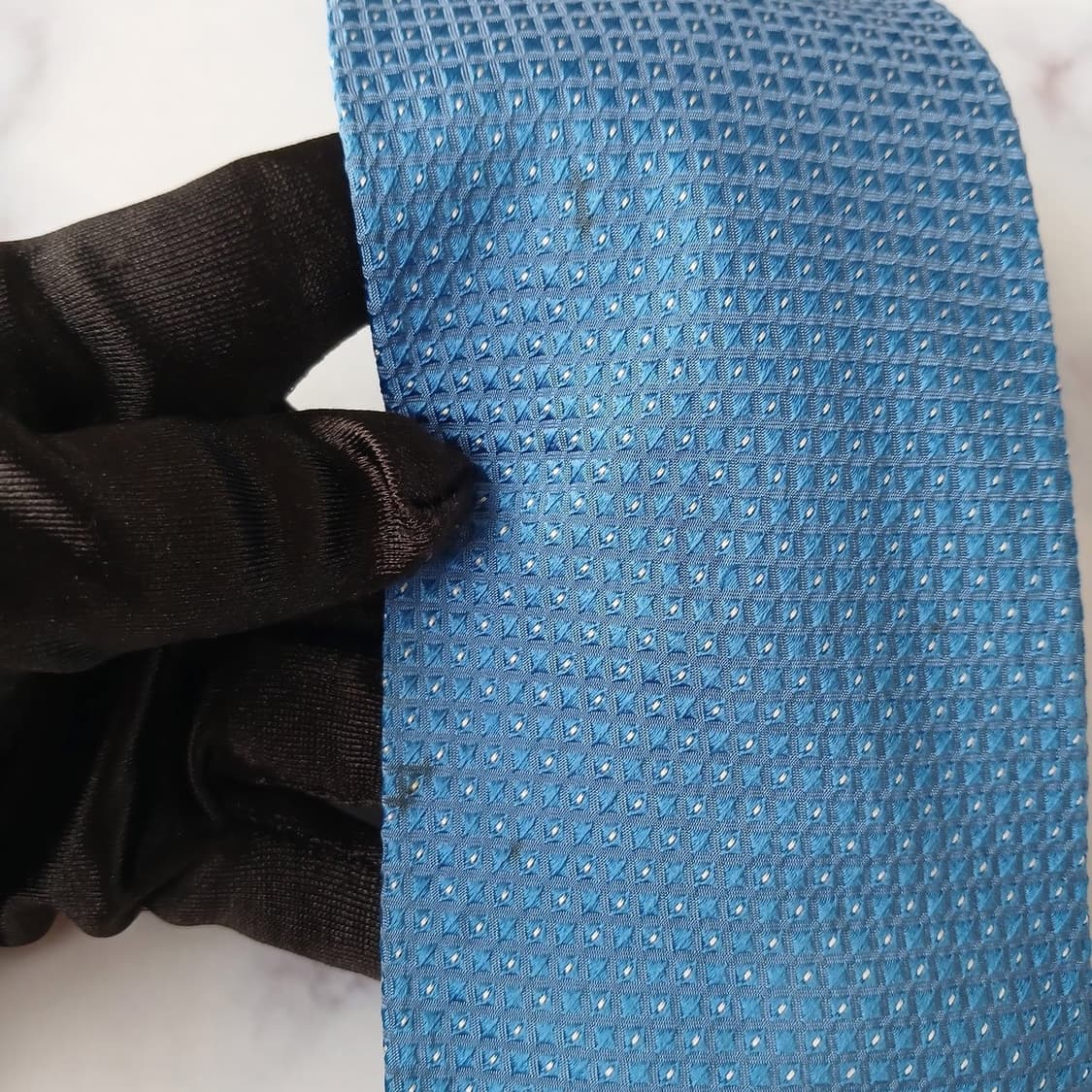 알테아 실크 블루 격자 자카드 넥타이 8cm B등급 E1356 상품이미지8