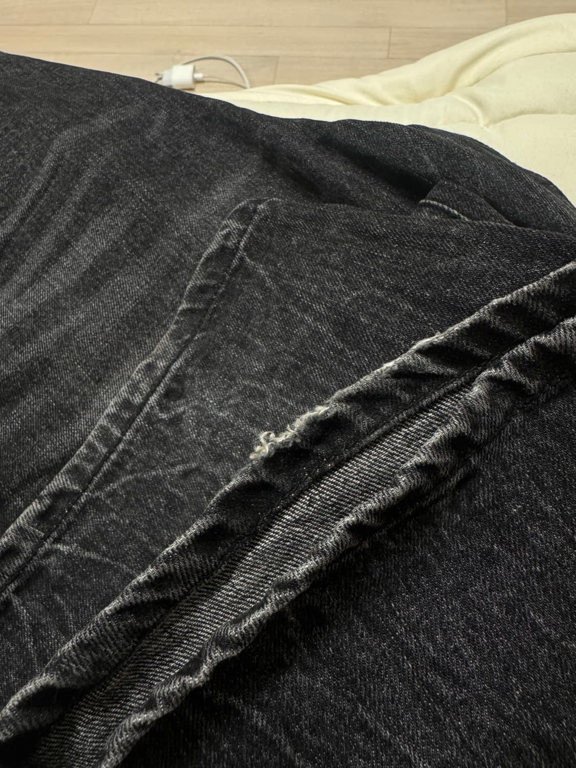 오도어 나스 로우 와이드 데님 블랙 1size 상품이미지5