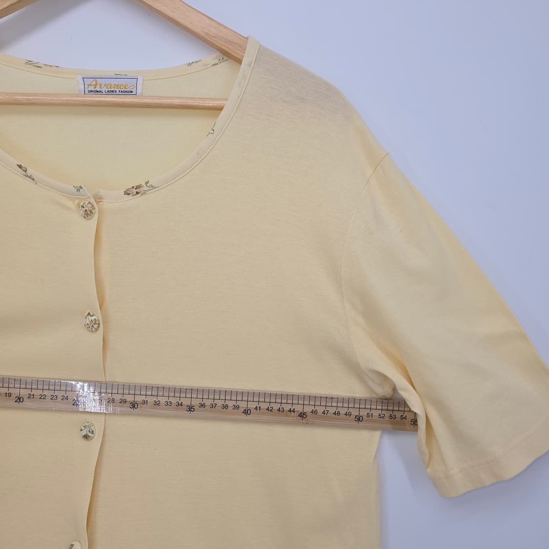 일본 빈티지 Avance 여성 반팔 가디건 옐로우 상품이미지6