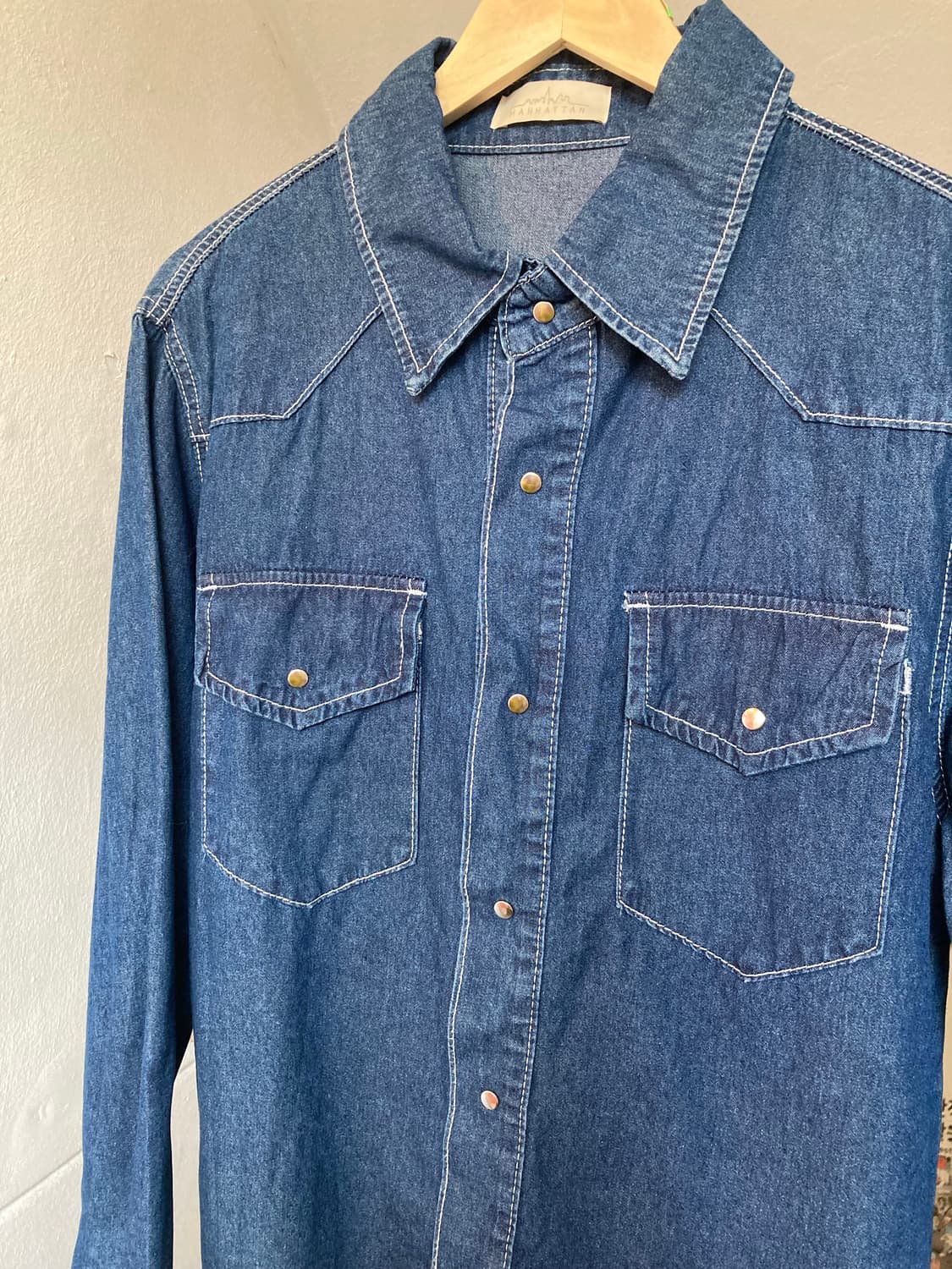 웨스턴 똑딱이 단추 데님 셔츠 상품이미지2