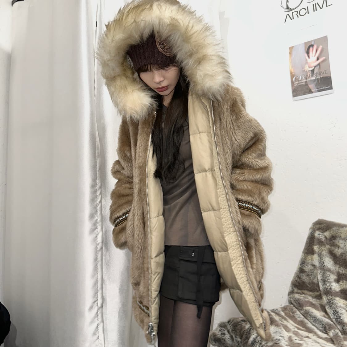 1970s 빈티지 HANSA 털 구스 다운 패딩 코트 상품이미지6