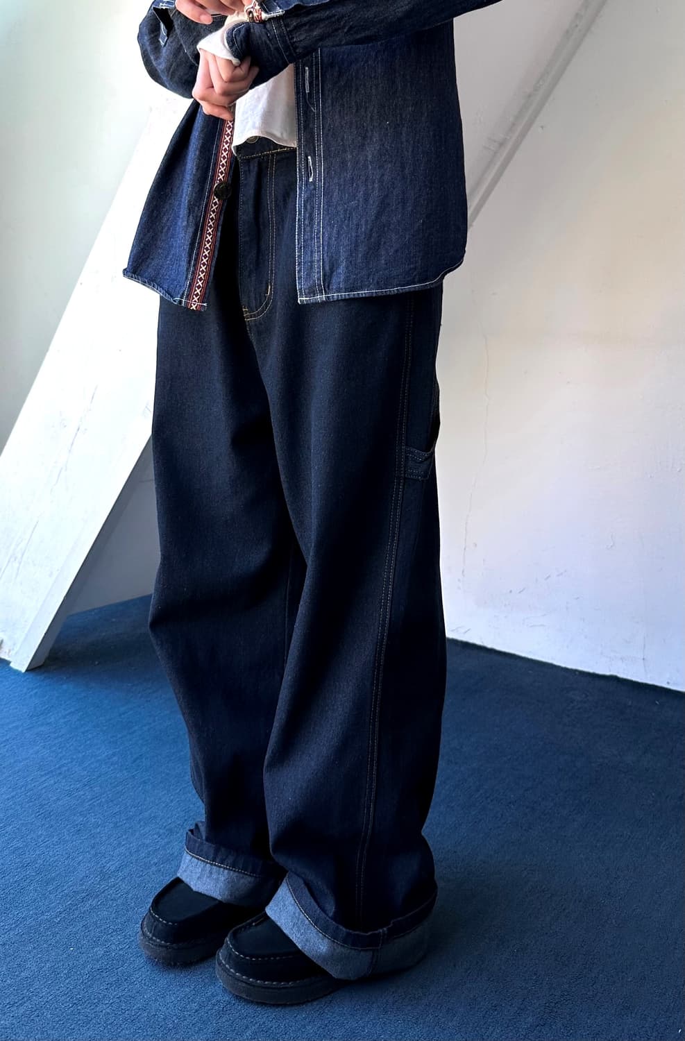 Denim wide design painter pants 상품이미지5