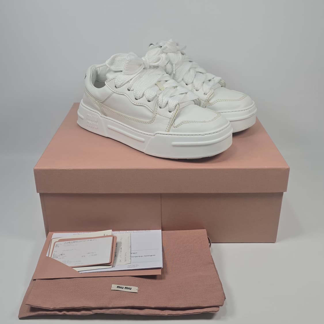 미우미우 로고 레더 스니커즈 ( 230 ) 상품이미지1