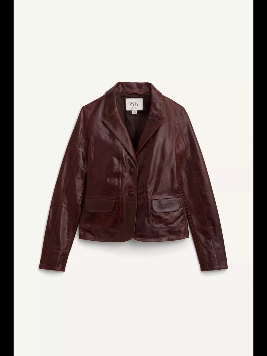 XS(KR 44) 자라 리미티드 에디션 100% 가죽 크롭 블레이저 상품이미지5