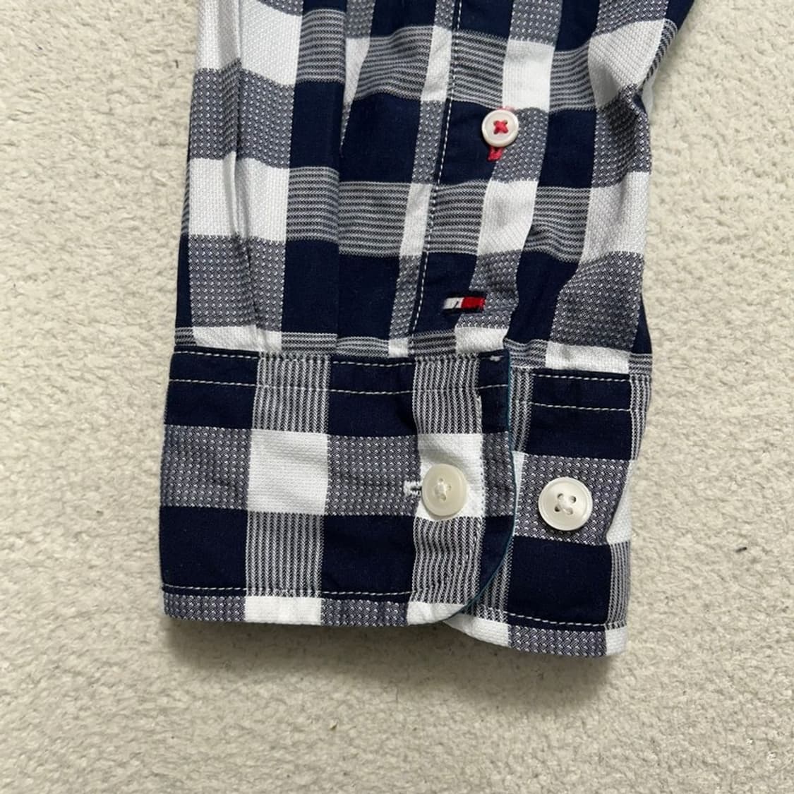 타미힐피거 커스텀핀 체크 패턴 셔츠 네이비 L 상품이미지4