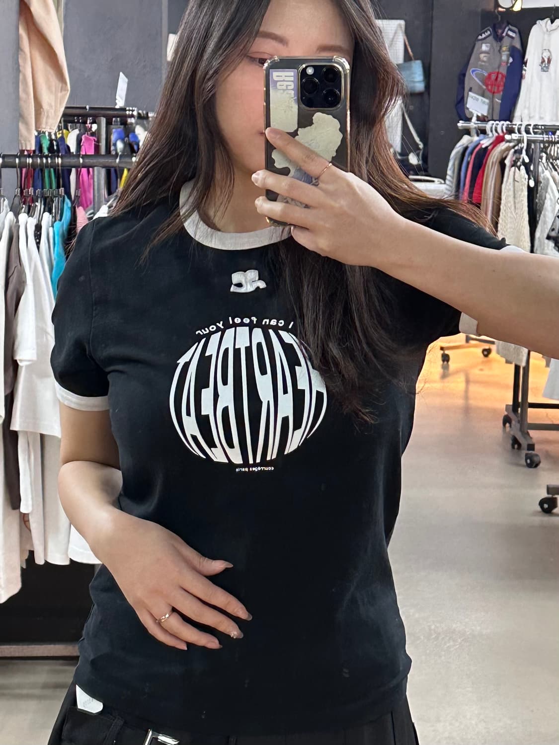 꾸레쥬(Courrèges) 하트비트 링거반팔티 상품이미지1