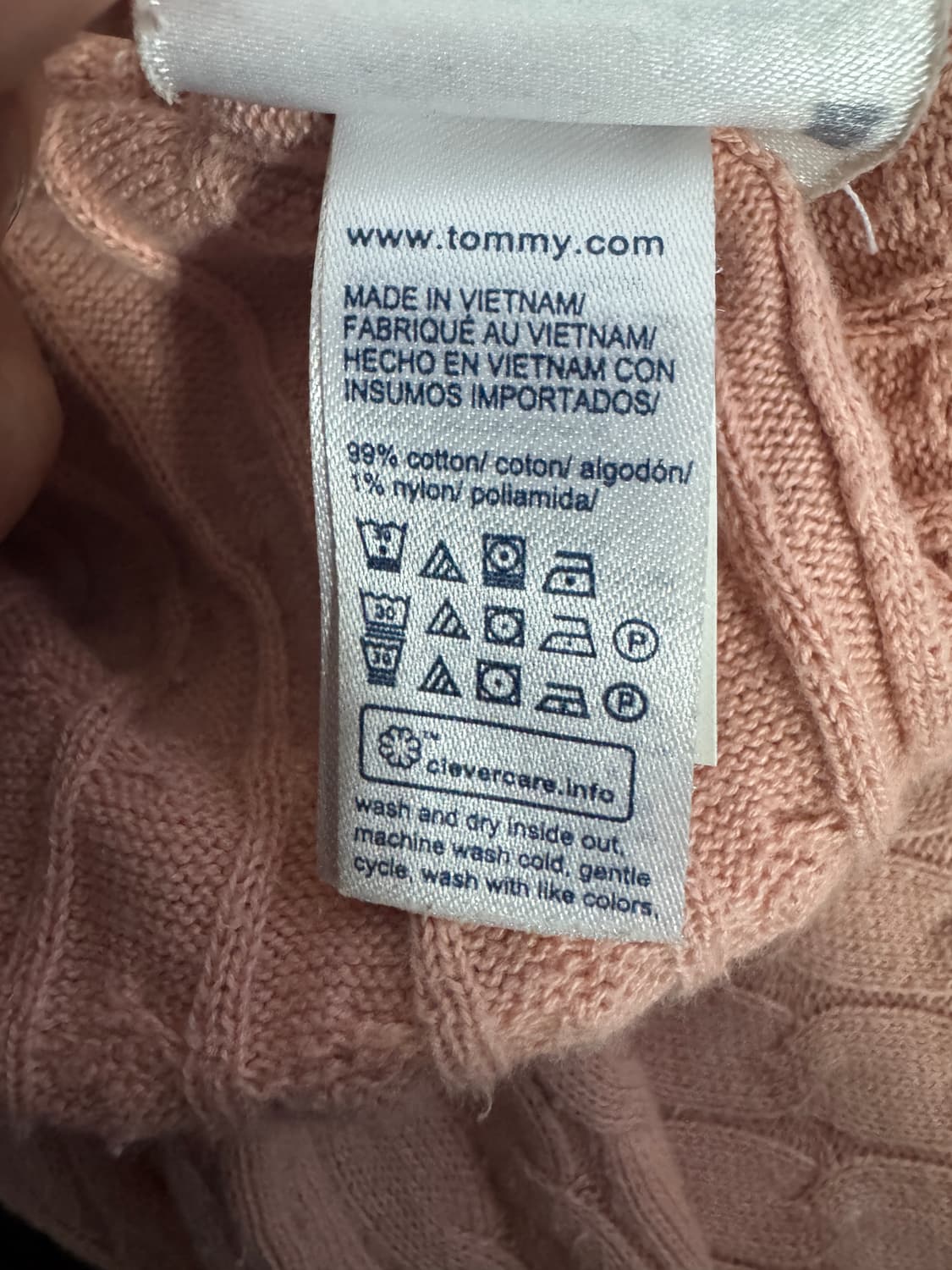 여성 타미힐피거 코튼 케이블 니트 s 로즈핑크 상품이미지4