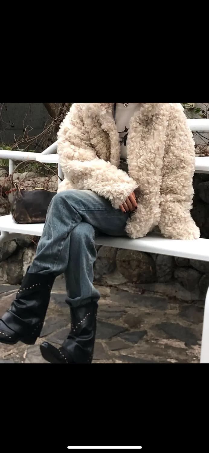 오솔 뽀글이 퍼 자켓 아이보리 상품이미지2