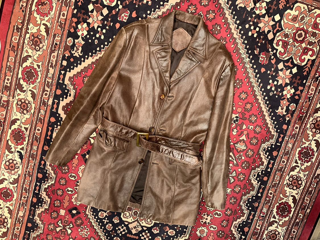 ( M-L ) 가죽코트 가죽카코트 워크웨어 아메카지 가죽자켓 상품이미지6