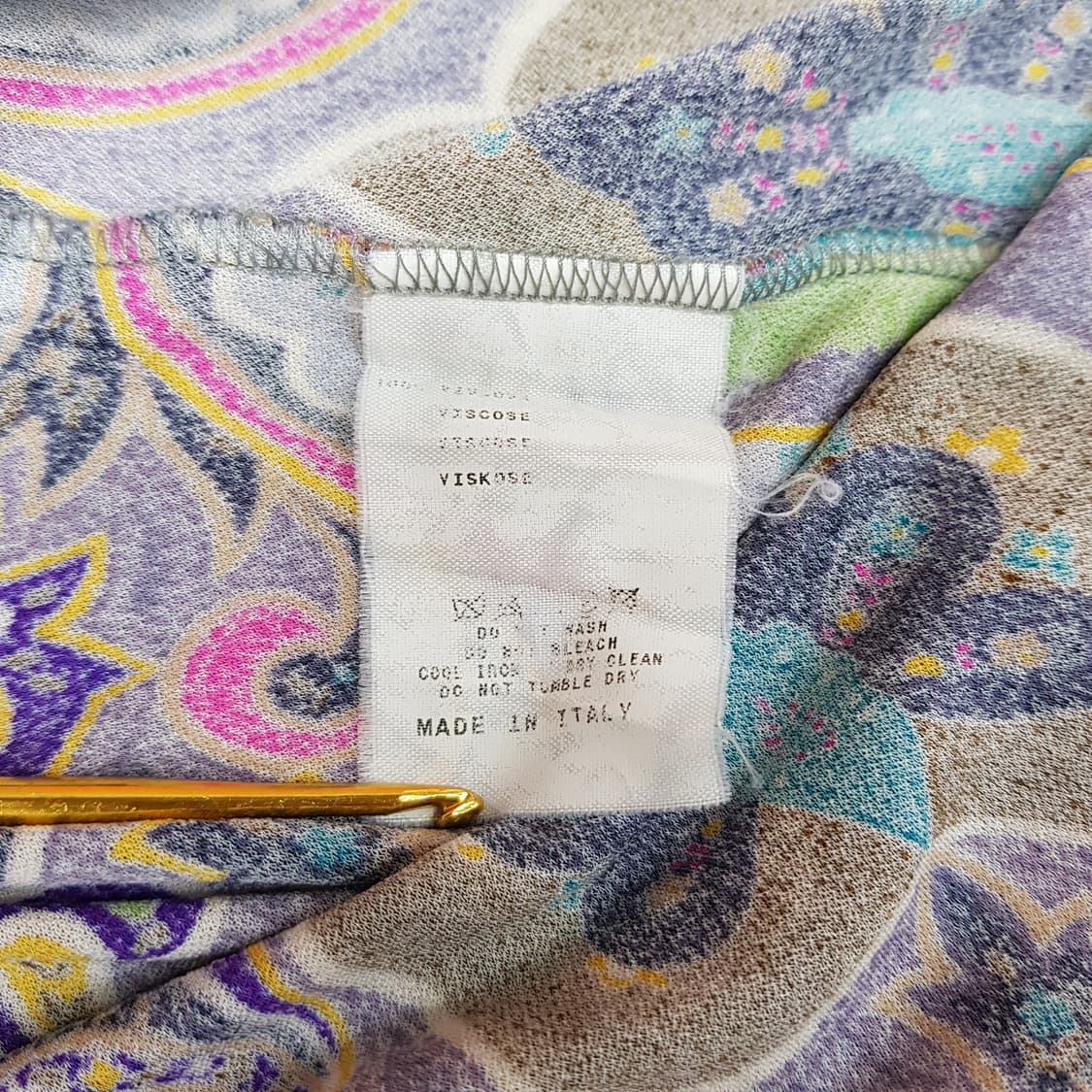 에트로 페이즐리 패턴 브이넥 셔링 원피스 IT44사이즈 상품이미지6