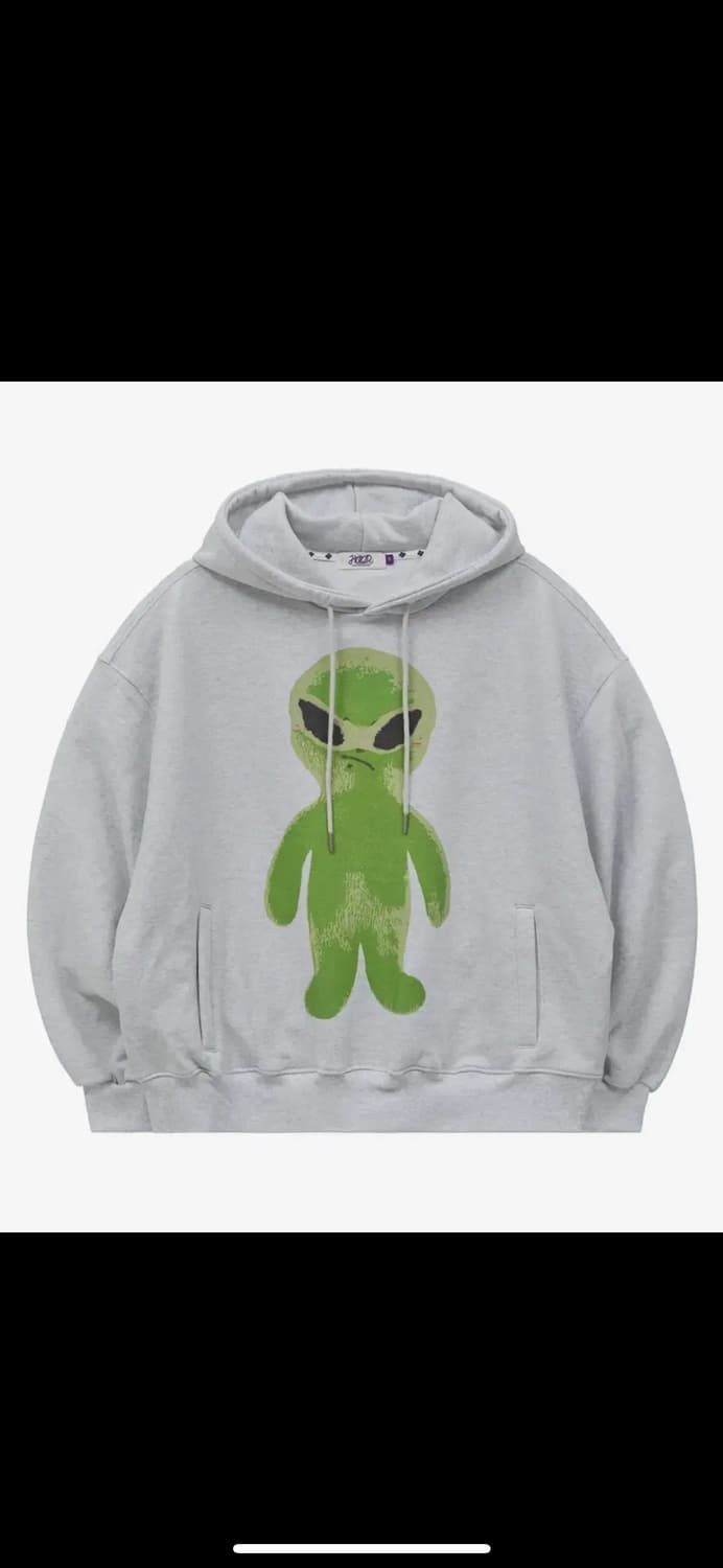 새상품 후드후드 에일리언 그래픽 오버핏 후드 멜란지화이트 상품이미지1