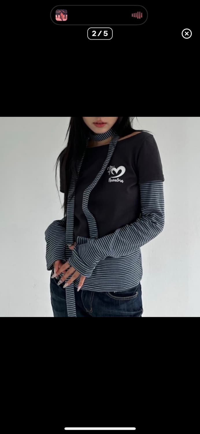 뉴얼린 캣츠러브 프린티드 탑 머플러세트 상품이미지2