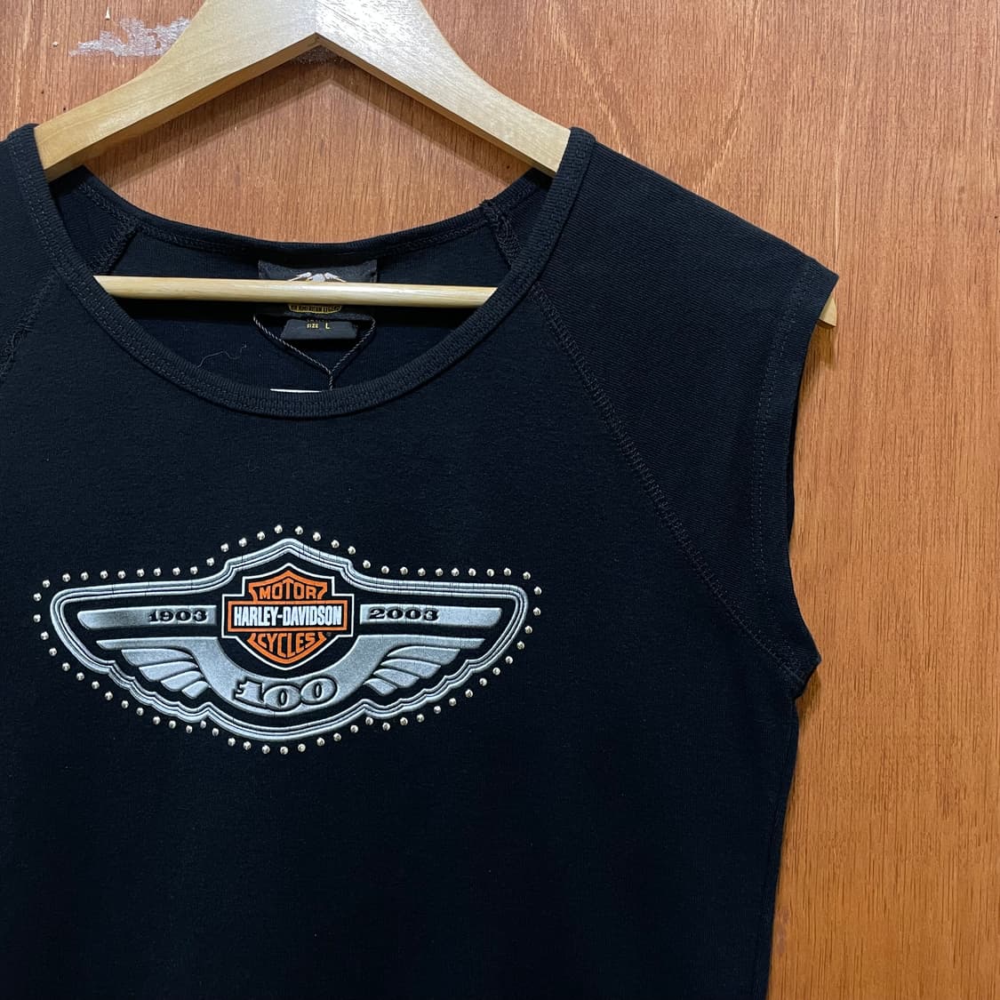 (L) USA Harley Davidson 할리 프린팅 슬리브리스 나시 상품이미지4