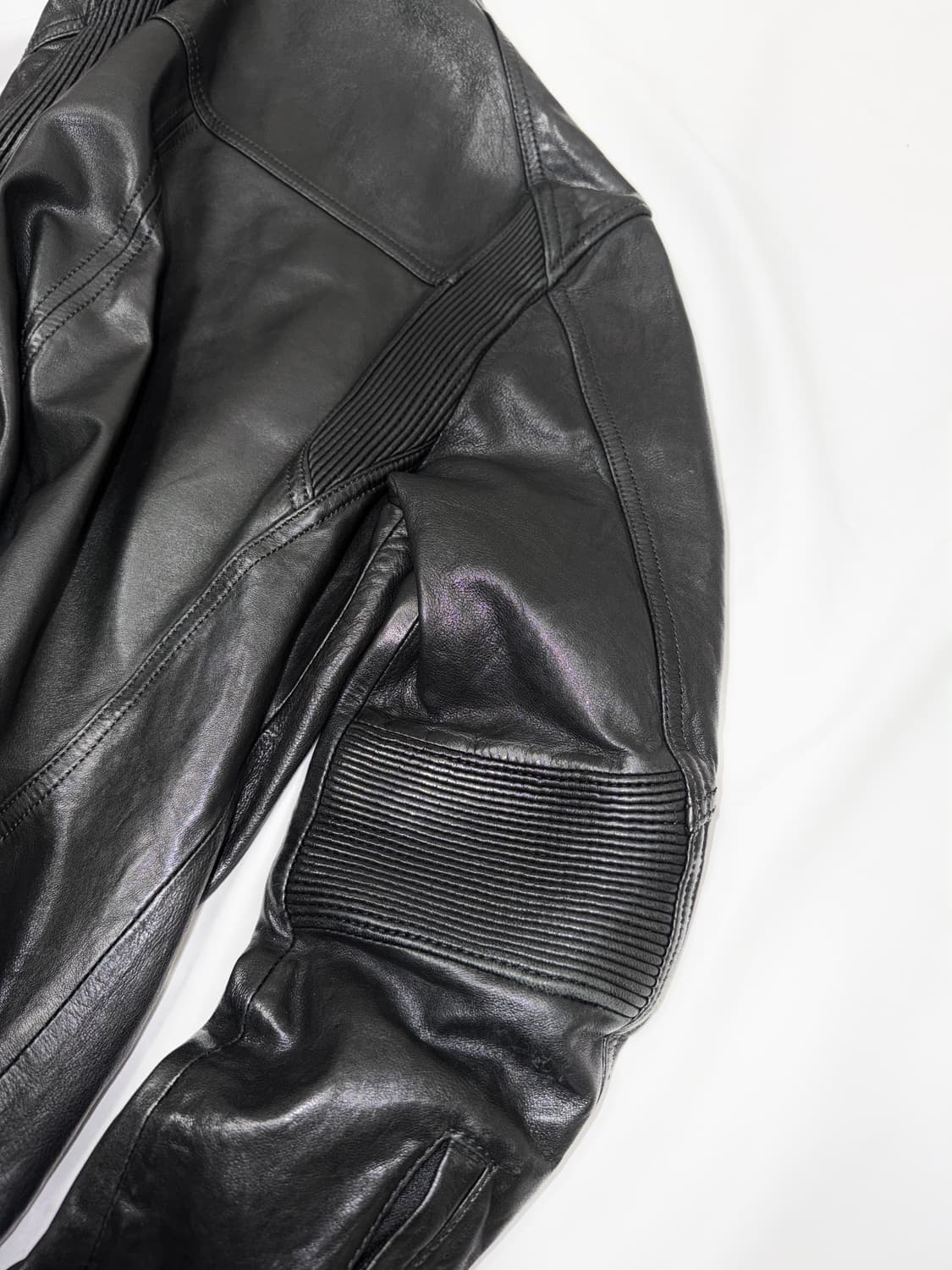 플리츠 레더 슬림 블루종 상품이미지6