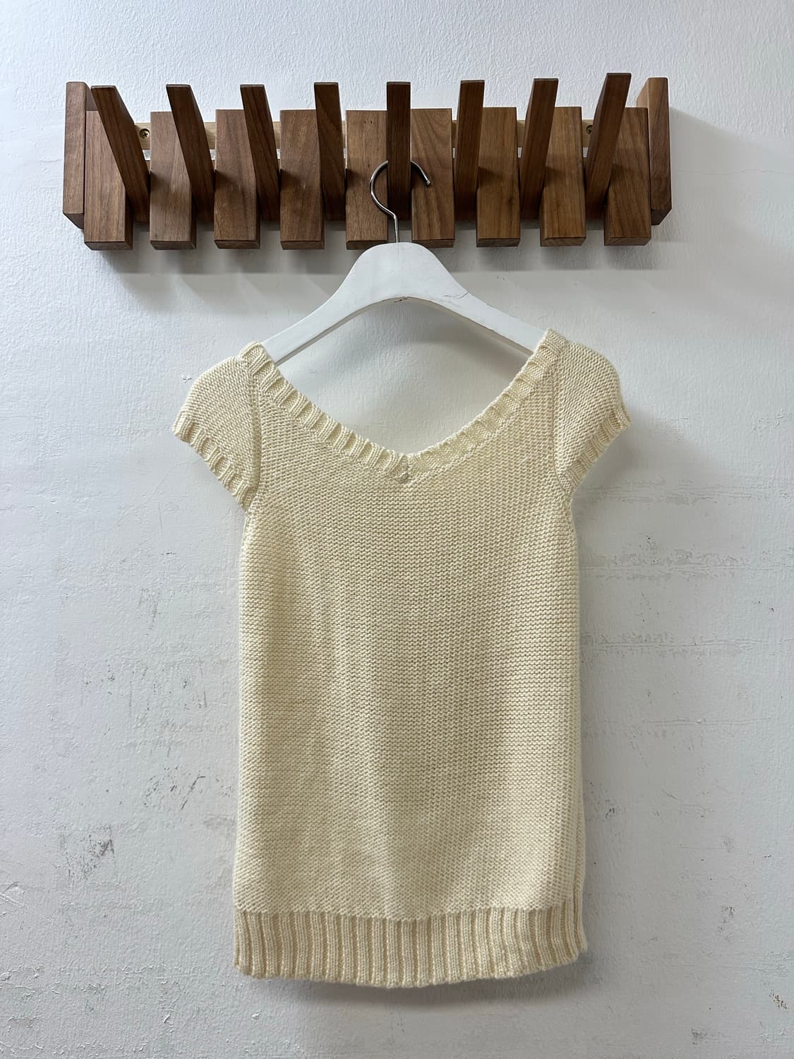 일본빈티지 아이보리 꽈배기 폼폼이 니트 레이어드 니트 상품이미지3