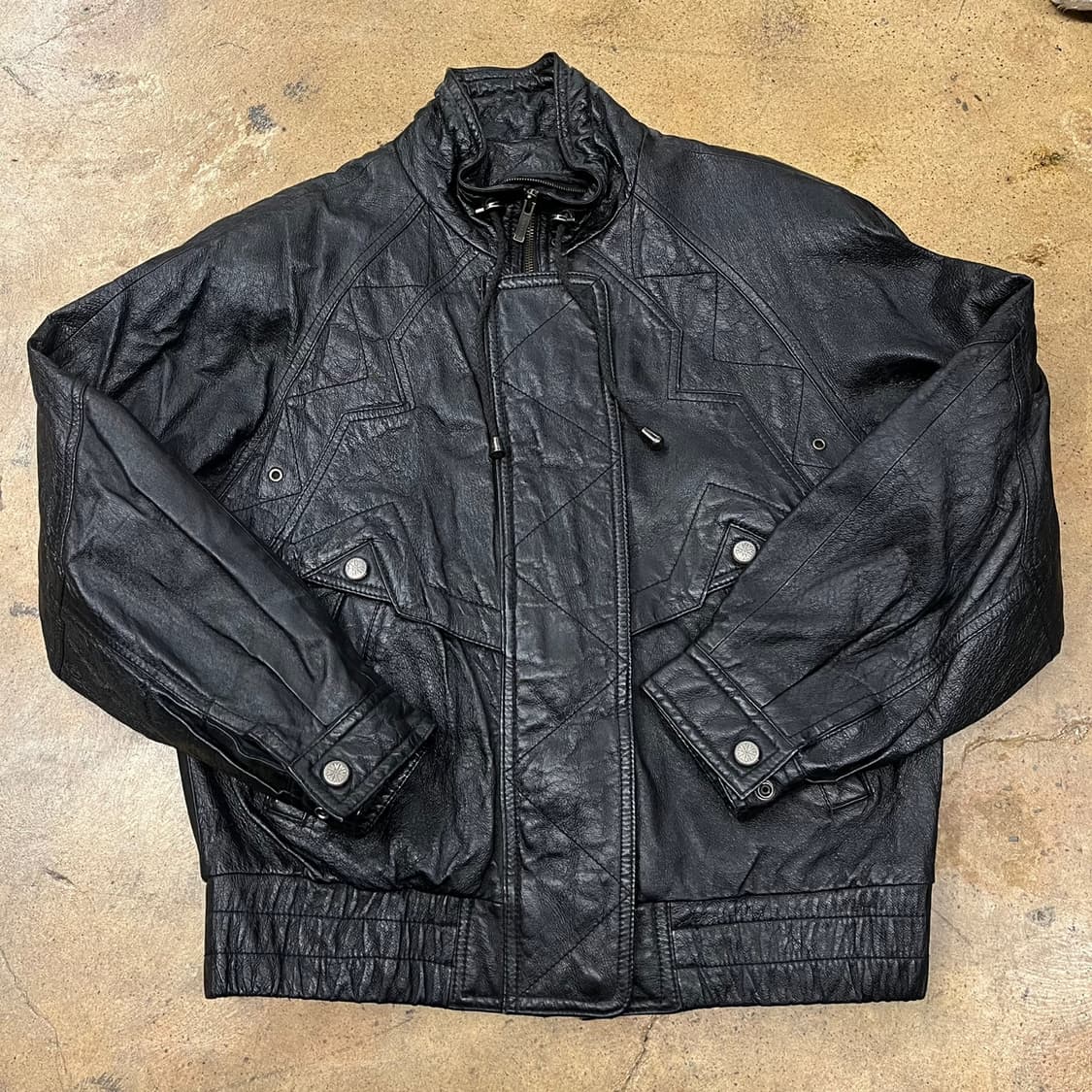 [정품/S] 윌슨레더 블랙 레더 자켓 b19 상품이미지2