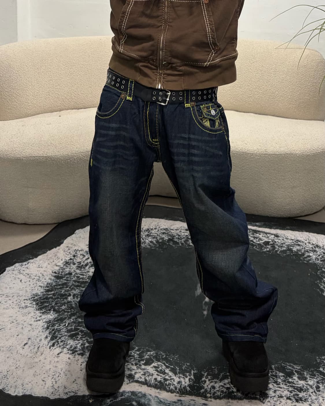 90s TRUERELIGION 조이 수퍼T 로우 워시드 데님팬츠 상품이미지3