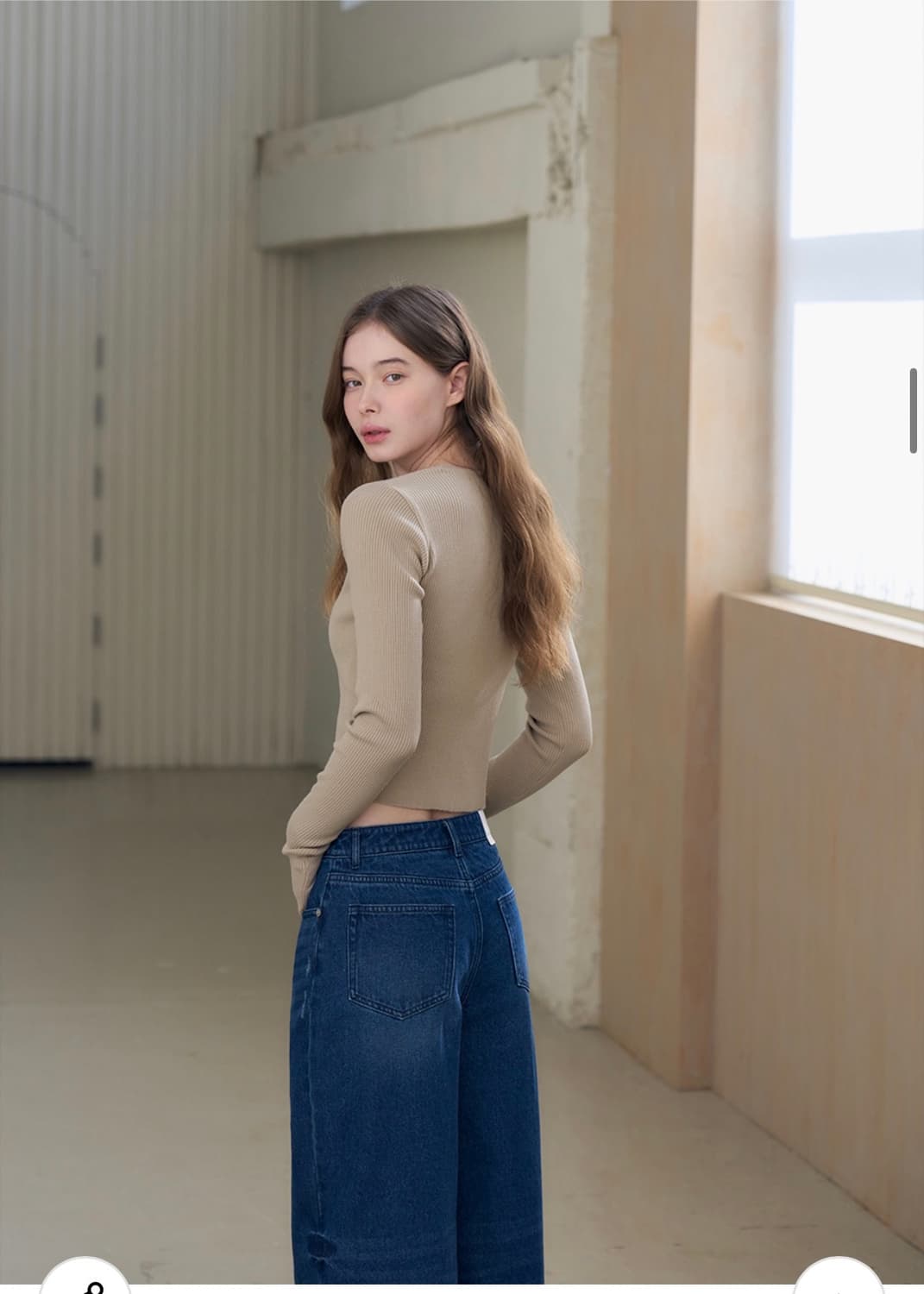 (새상품)(S) 드로우핏 우먼 슬림 골지 니트 가디건 판매 상품이미지6