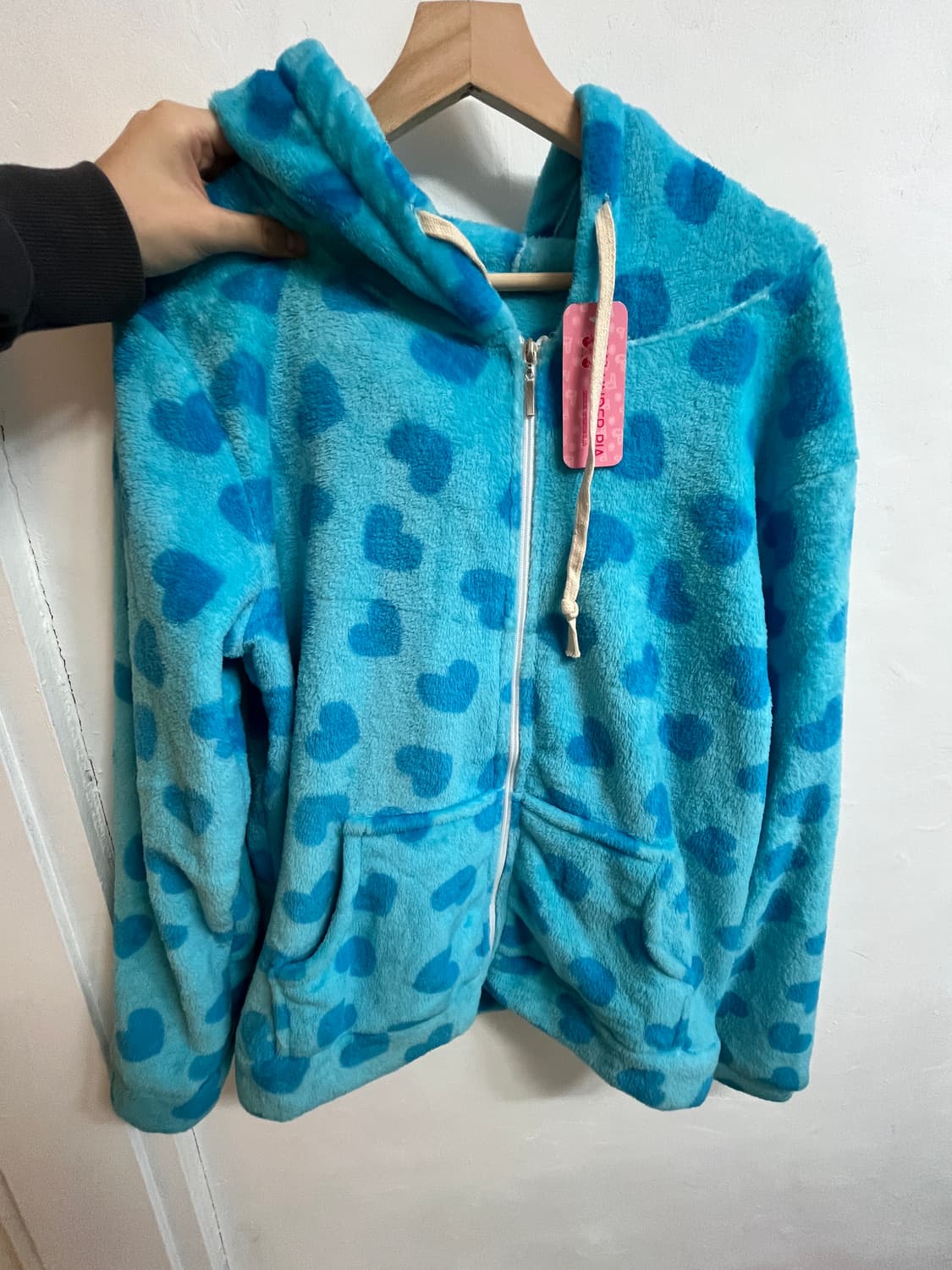 터콰이즈 블루 하트패턴 파자마 세트 🩵 상품이미지2