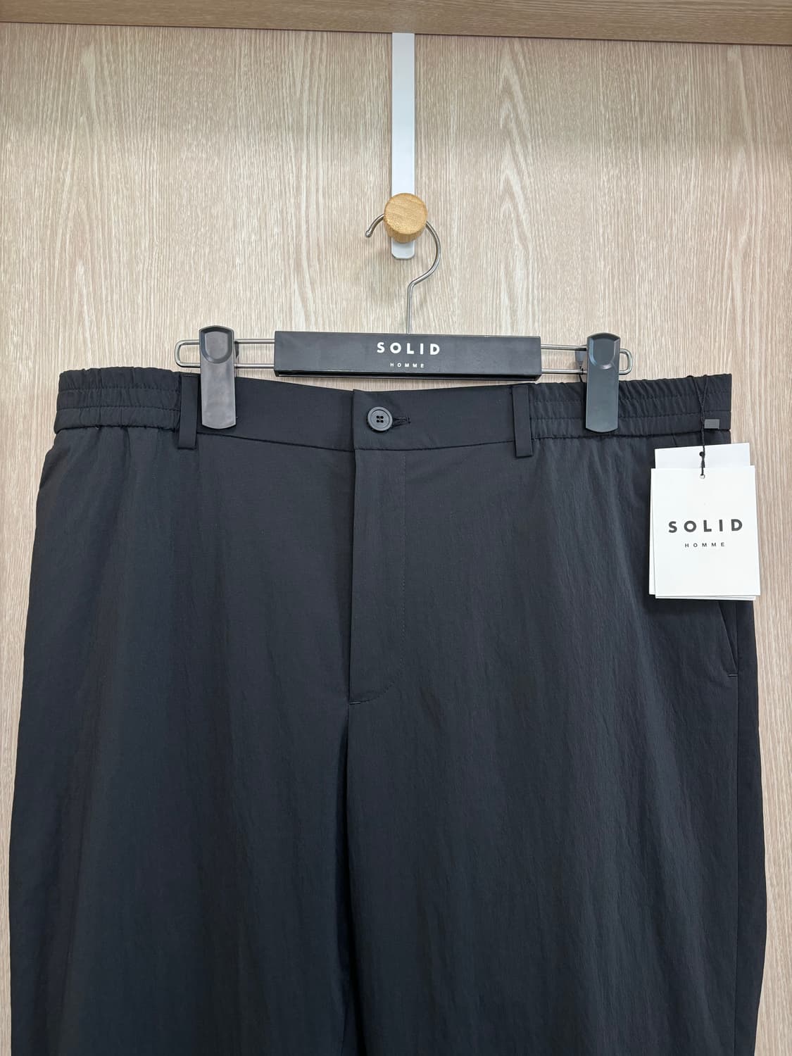 새상품25SS)솔리드옴므 나일론혼방 밴딩팬츠52(36")/블랙 상품이미지2