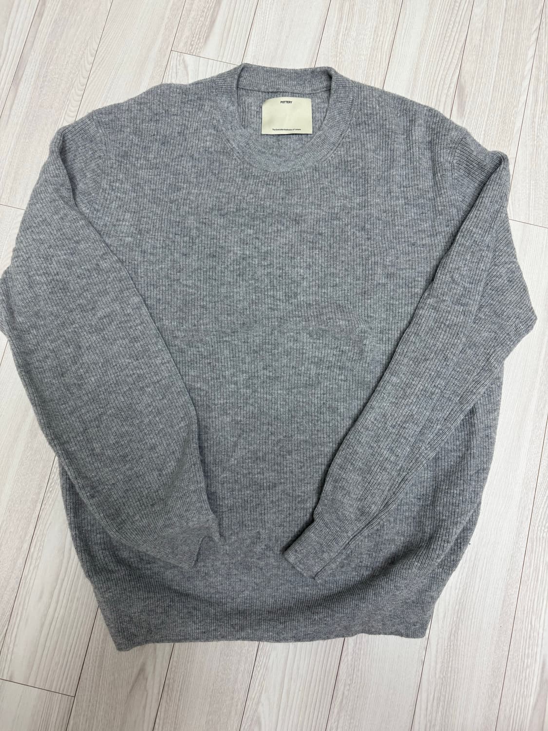 포터리 베이비캐시미어 크루넥 니트 멜란지그레이 3사이즈 상품이미지3