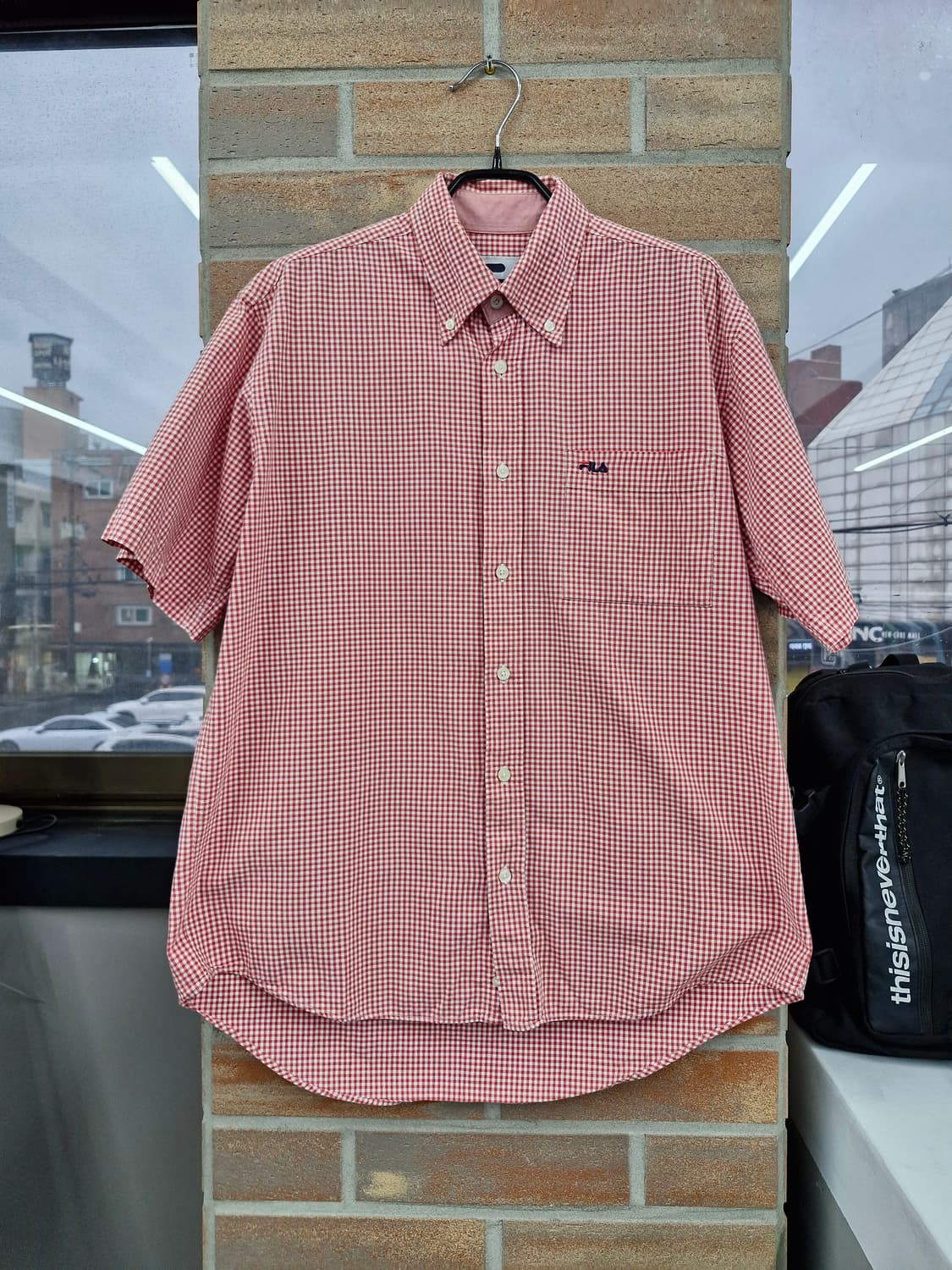 C028 JPN FILA 깅엄 체크 반팔셔츠 상품이미지3